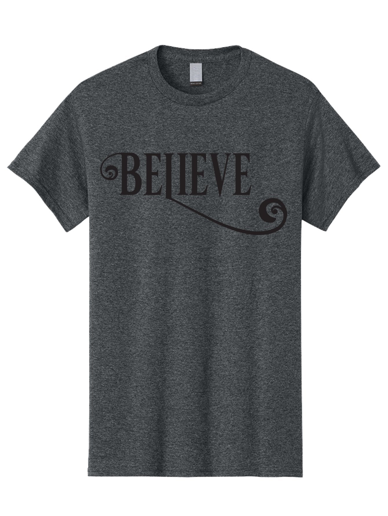 Believe Men'S Graphic Tee, 100% Cotton, Comfortable Casual Summer Wear, Machine Washable, Believe, Motivational Quote, Inspirational Message, Typography Art, Positive Affirmation, Empowerment, Self-Belief, Confidence Boost, Decorative Swirls, Aac508 14
