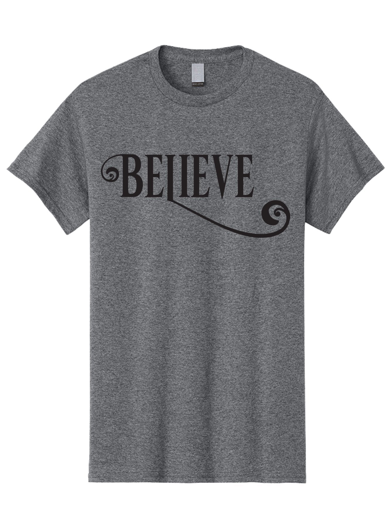 Believe Men'S Graphic Tee, 100% Cotton, Comfortable Casual Summer Wear, Machine Washable, Believe, Motivational Quote, Inspirational Message, Typography Art, Positive Affirmation, Empowerment, Self-Belief, Confidence Boost, Decorative Swirls, Aac508 15