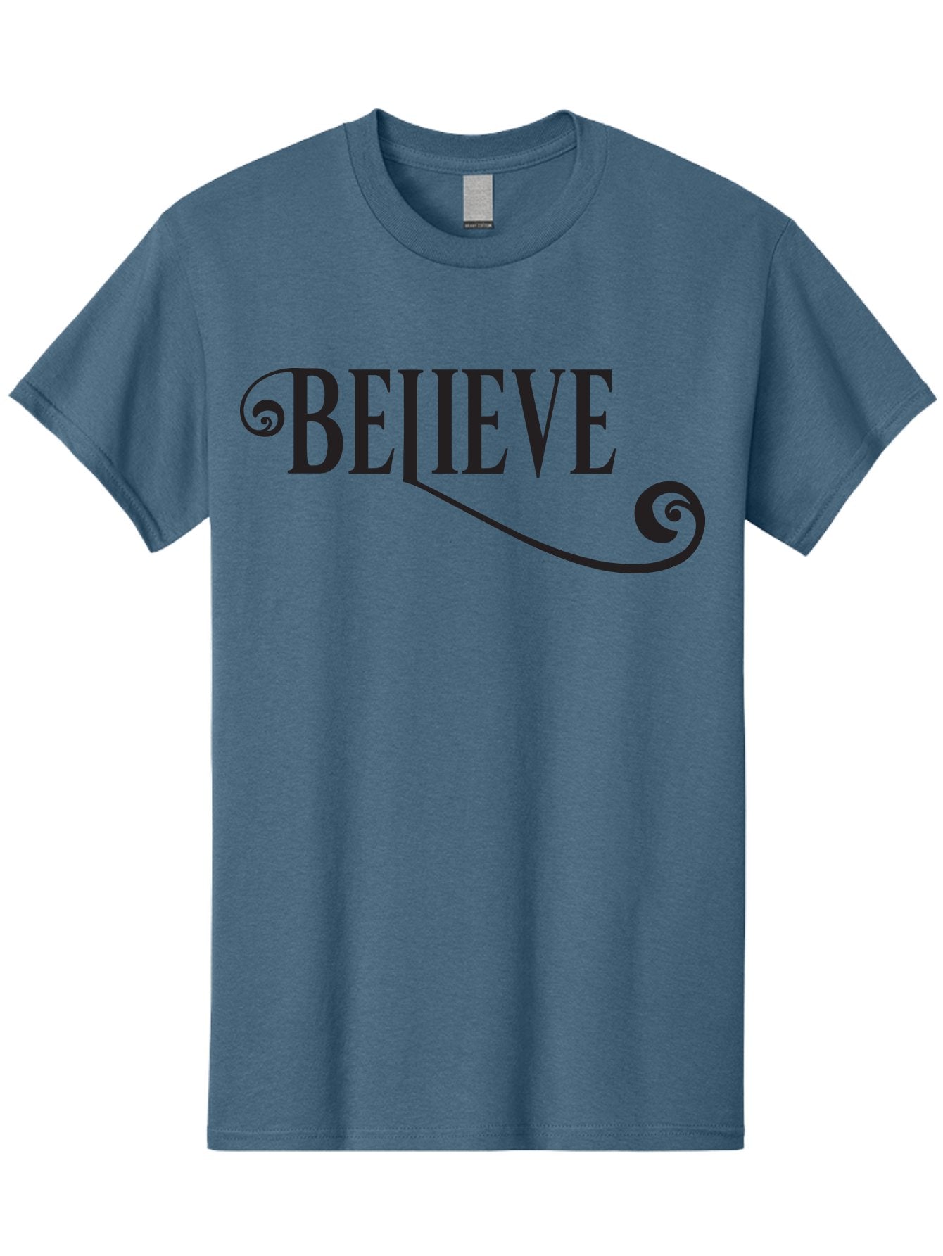 Believe Men'S Graphic Tee, 100% Cotton, Comfortable Casual Summer Wear, Machine Washable, Believe, Motivational Quote, Inspirational Message, Typography Art, Positive Affirmation, Empowerment, Self-Belief, Confidence Boost, Decorative Swirls, Aac508 8