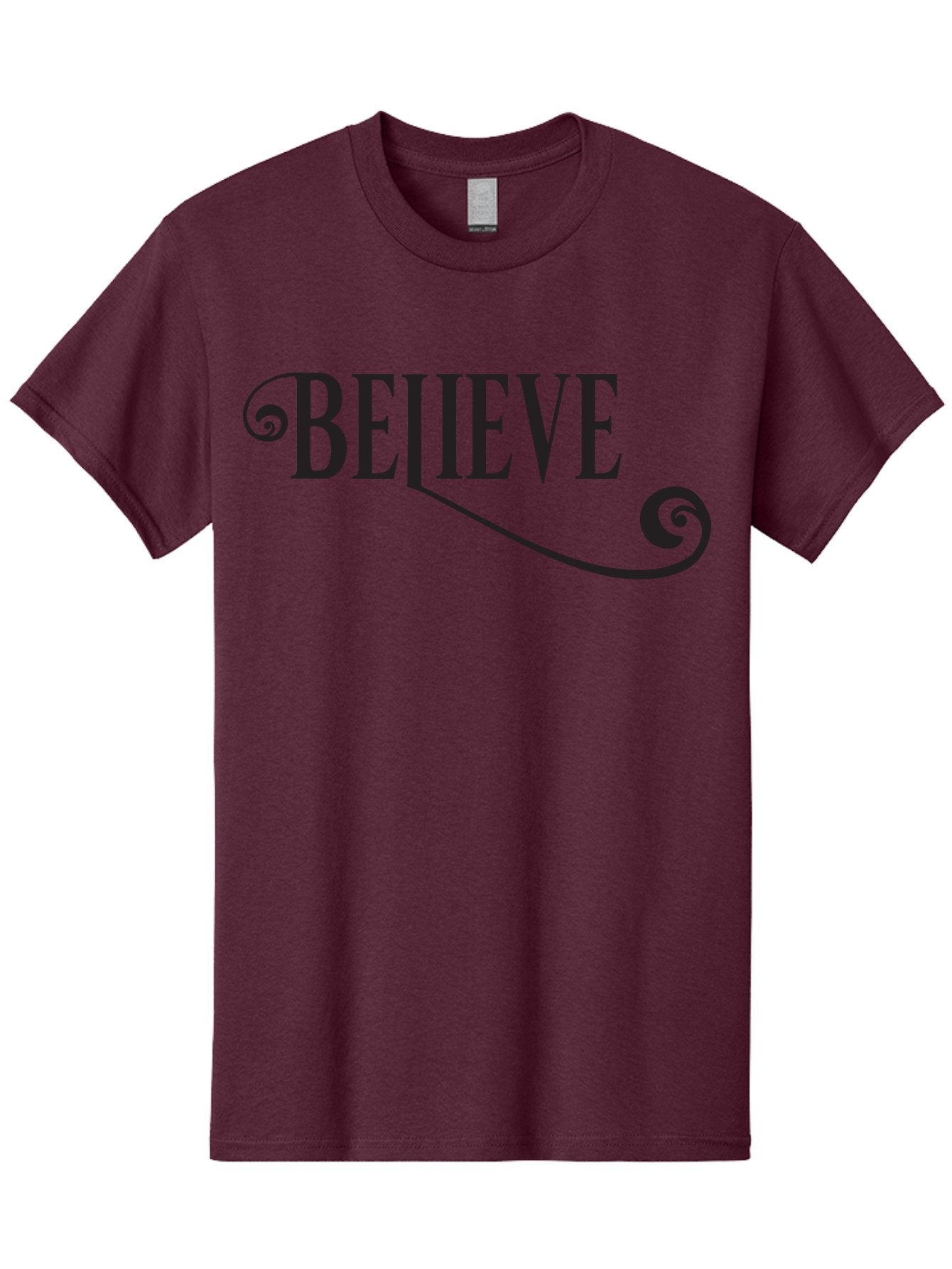 Believe Men'S Graphic Tee, 100% Cotton, Comfortable Casual Summer Wear, Machine Washable, Believe, Motivational Quote, Inspirational Message, Typography Art, Positive Affirmation, Empowerment, Self-Belief, Confidence Boost, Decorative Swirls, Aac508 13