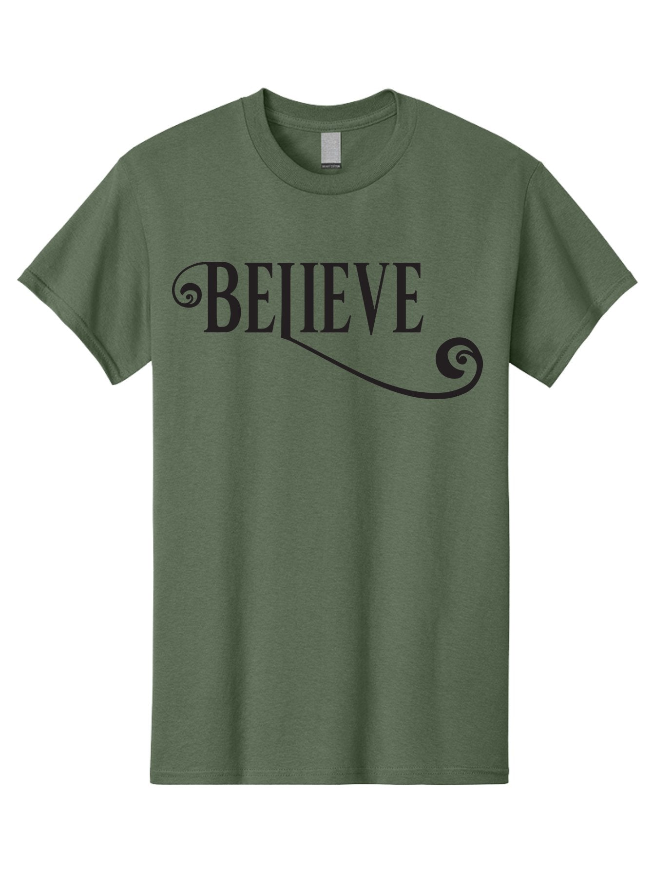 Believe Men'S Graphic Tee, 100% Cotton, Comfortable Casual Summer Wear, Machine Washable, Believe, Motivational Quote, Inspirational Message, Typography Art, Positive Affirmation, Empowerment, Self-Belief, Confidence Boost, Decorative Swirls, Aac508 6