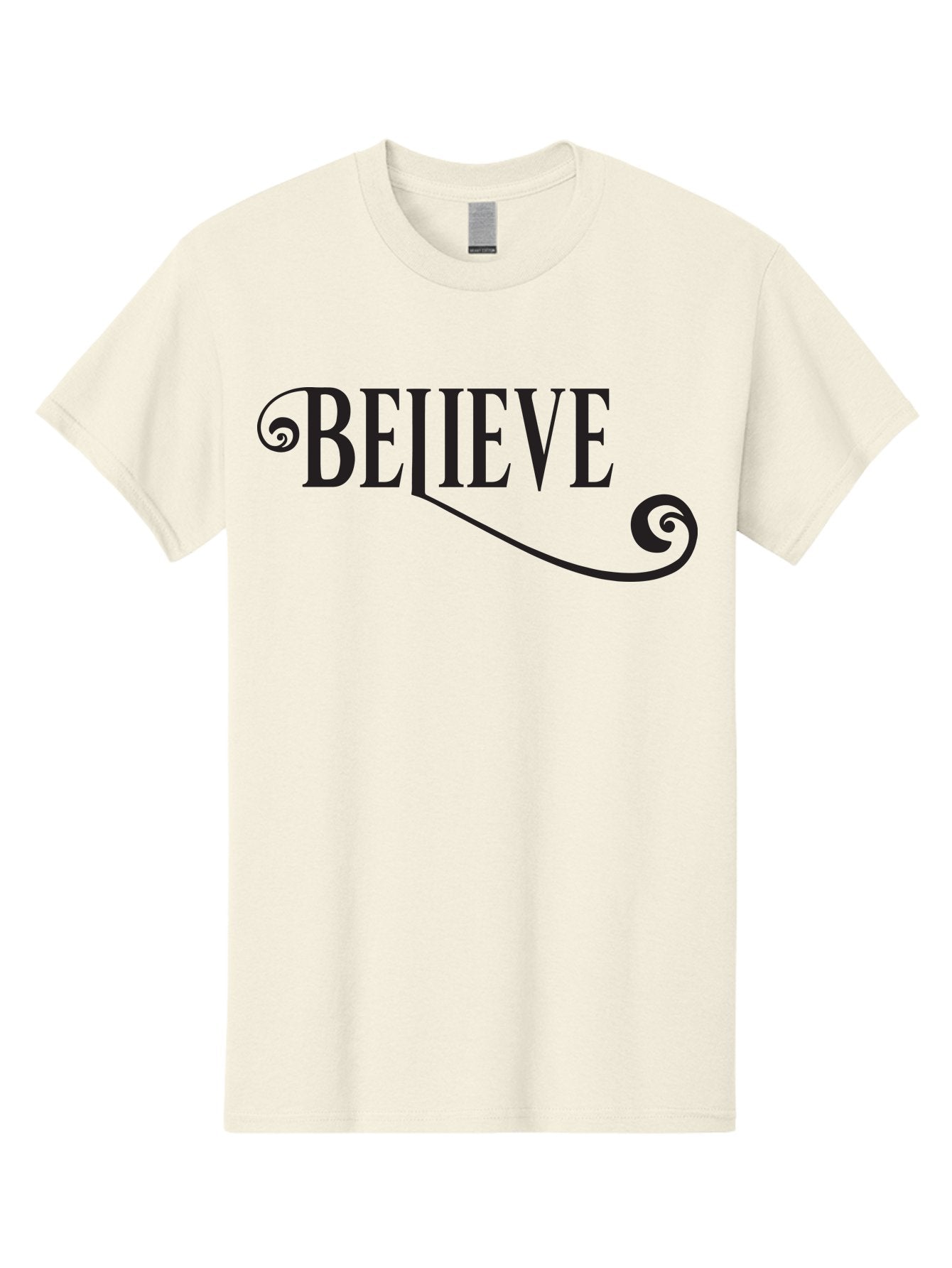 Believe Men'S Graphic Tee, 100% Cotton, Comfortable Casual Summer Wear, Machine Washable, Believe, Motivational Quote, Inspirational Message, Typography Art, Positive Affirmation, Empowerment, Self-Belief, Confidence Boost, Decorative Swirls, Aac508 5