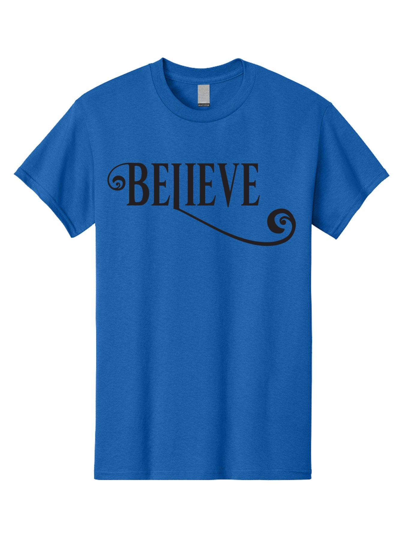 Believe Men'S Graphic Tee, 100% Cotton, Comfortable Casual Summer Wear, Machine Washable, Believe, Motivational Quote, Inspirational Message, Typography Art, Positive Affirmation, Empowerment, Self-Belief, Confidence Boost, Decorative Swirls, Aac508 7