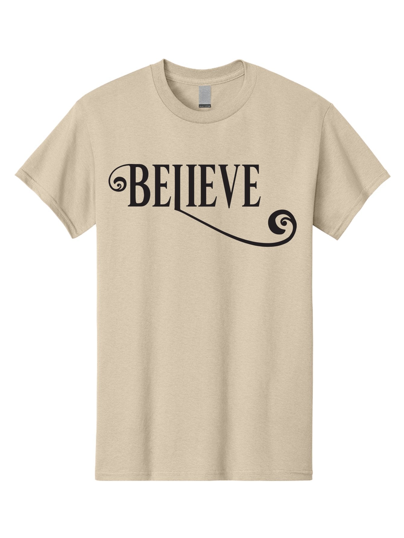 Believe Men'S Graphic Tee, 100% Cotton, Comfortable Casual Summer Wear, Machine Washable, Believe, Motivational Quote, Inspirational Message, Typography Art, Positive Affirmation, Empowerment, Self-Belief, Confidence Boost, Decorative Swirls, Aac508 4