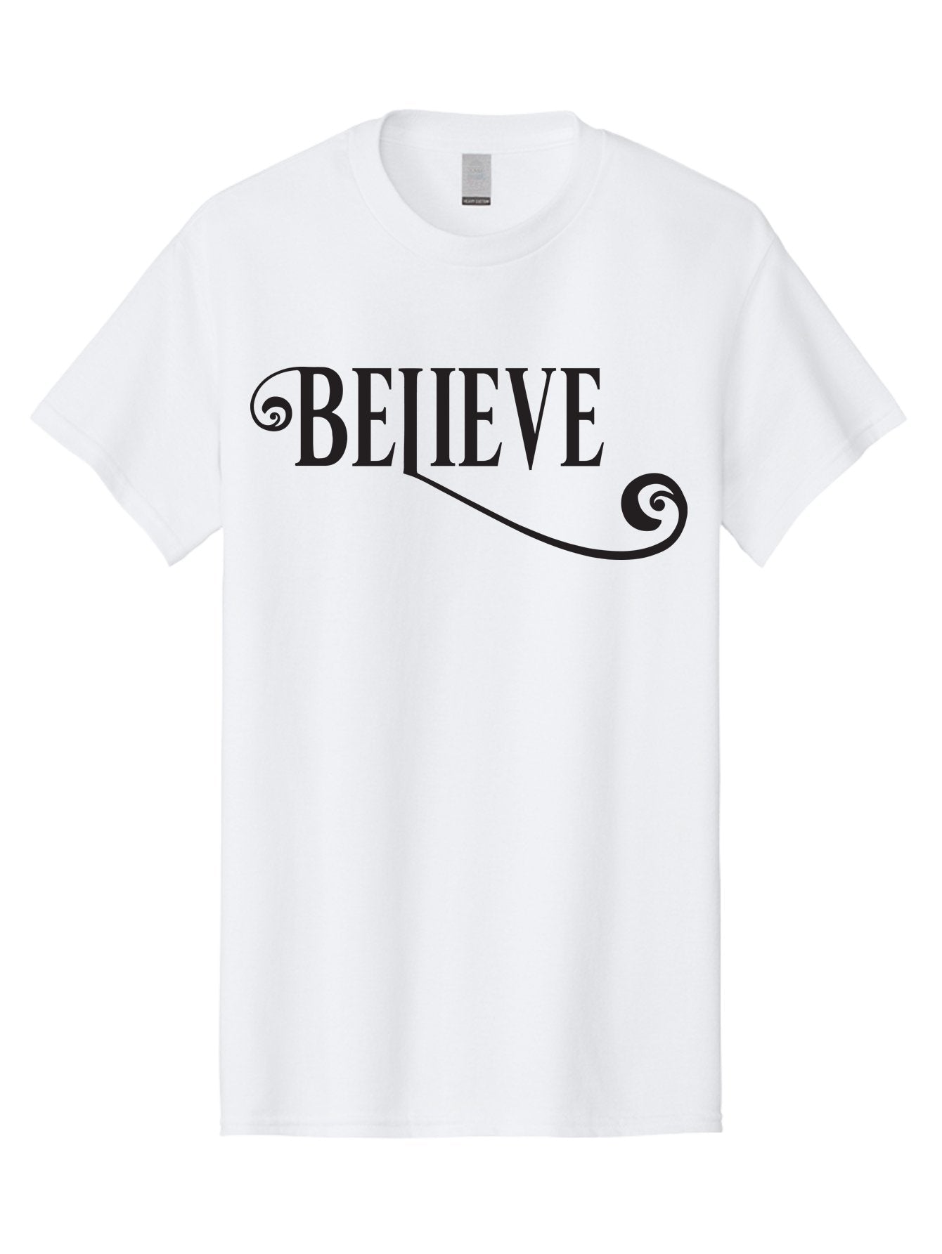 Believe Men'S Graphic Tee, 100% Cotton, Comfortable Casual Summer Wear, Machine Washable, Believe, Motivational Quote, Inspirational Message, Typography Art, Positive Affirmation, Empowerment, Self-Belief, Confidence Boost, Decorative Swirls, Aac508 9