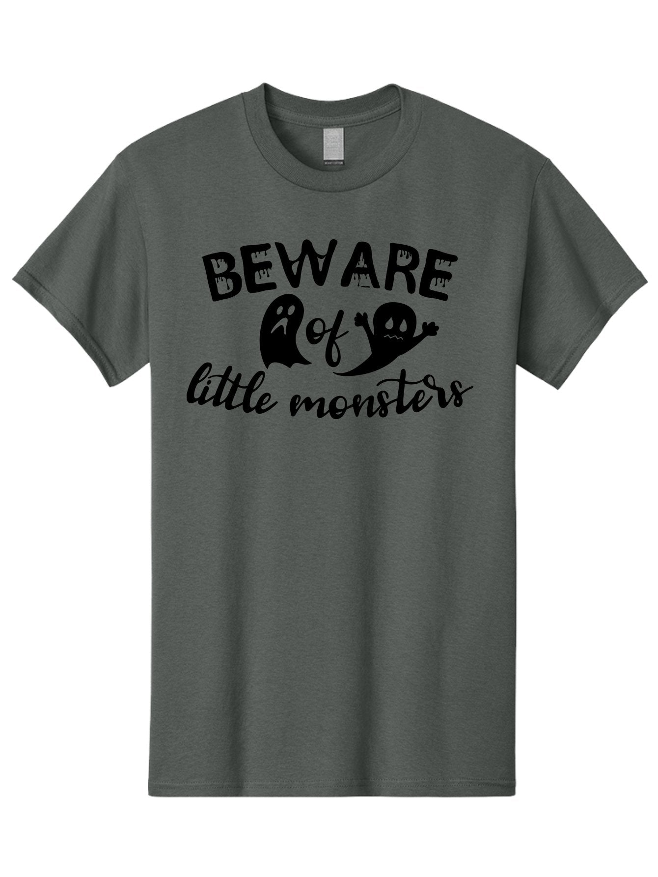 Beware-Of-Little-Monsters Men'S Graphic Tee, 100% Cotton, Comfortable Casual Summer Wear, Machine Washable, Halloween Graphic, Beware Of Little Monsters, Ghostly Figures, Spooky Atmosphere, Black Silhouettes, Creepy Warning, Halloween Theme, Aac513 6