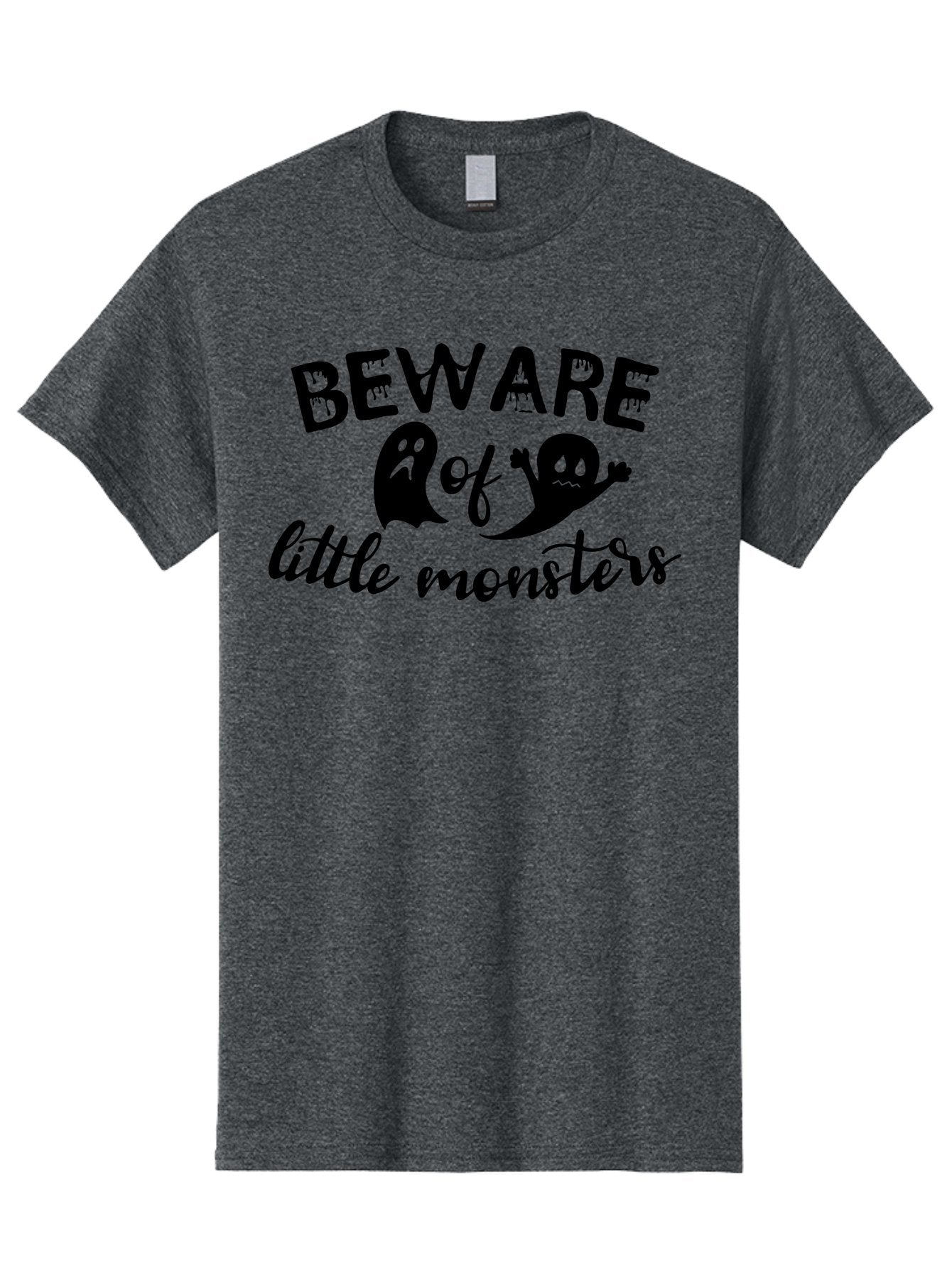 Beware-Of-Little-Monsters Men'S Graphic Tee, 100% Cotton, Comfortable Casual Summer Wear, Machine Washable, Halloween Graphic, Beware Of Little Monsters, Ghostly Figures, Spooky Atmosphere, Black Silhouettes, Creepy Warning, Halloween Theme, Aac513 8