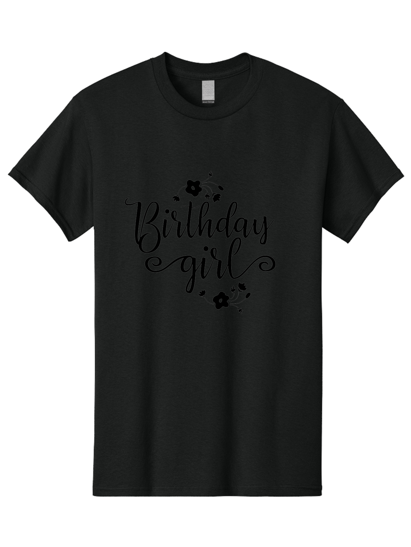 Birthday-Girl Men'S Graphic Tee, 100% Cotton, Comfortable Casual Summer Wear, Machine Washable, Birthday Girl, Black Lettering, Floral Design, Celebratory Theme, Elegant Typography, Special Occasion, Flowers, Birthday Wishes Aac515 23