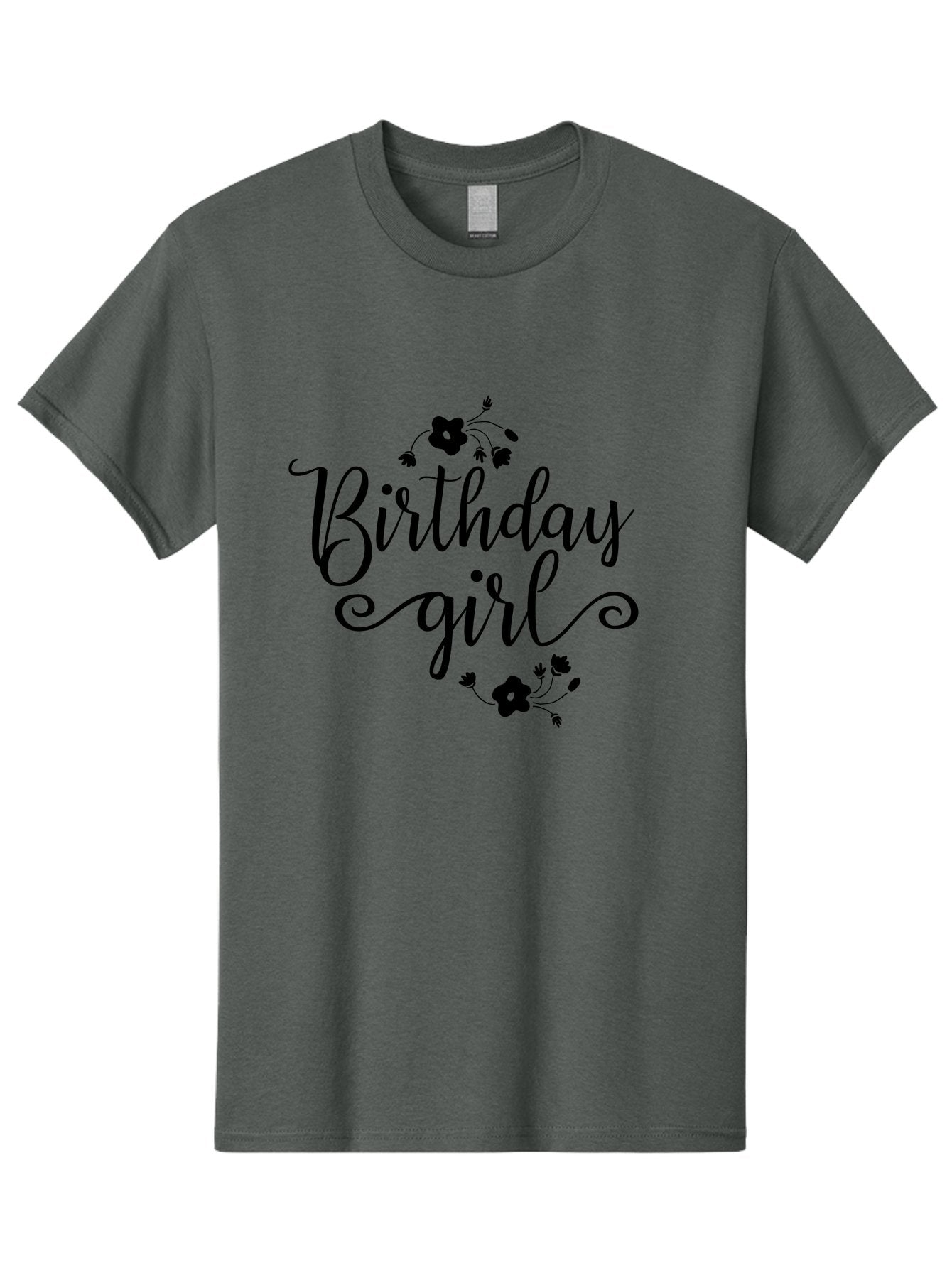 Birthday-Girl Men'S Graphic Tee, 100% Cotton, Comfortable Casual Summer Wear, Machine Washable, Birthday Girl, Black Lettering, Floral Design, Celebratory Theme, Elegant Typography, Special Occasion, Flowers, Birthday Wishes Aac515 13