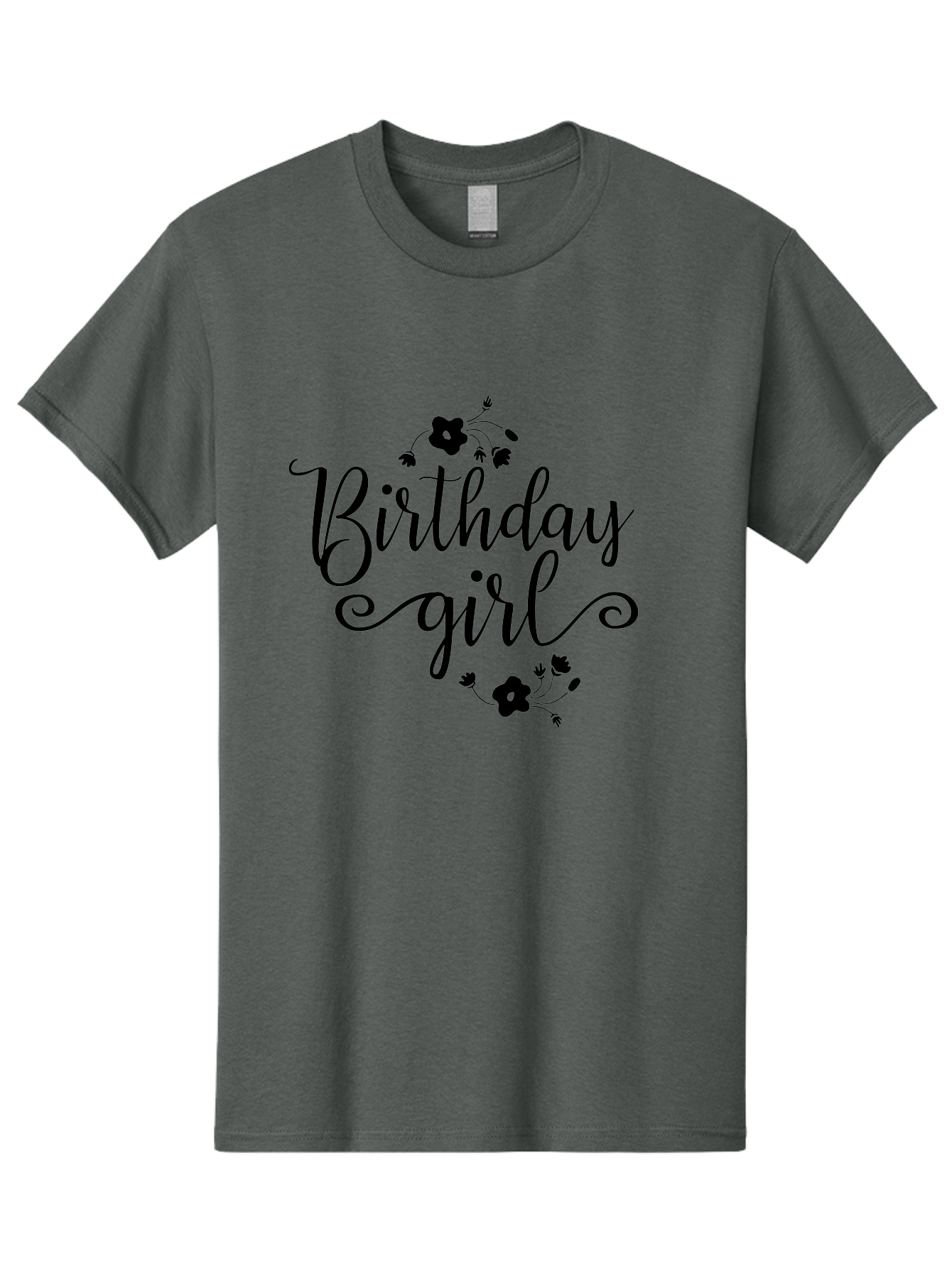 Birthday-Girl Men'S Graphic Tee, 100% Cotton, Comfortable Casual Summer Wear, Machine Washable, Birthday Girl, Black Lettering, Floral Design, Celebratory Theme, Elegant Typography, Special Occasion, Flowers, Birthday Wishes Aac515 29