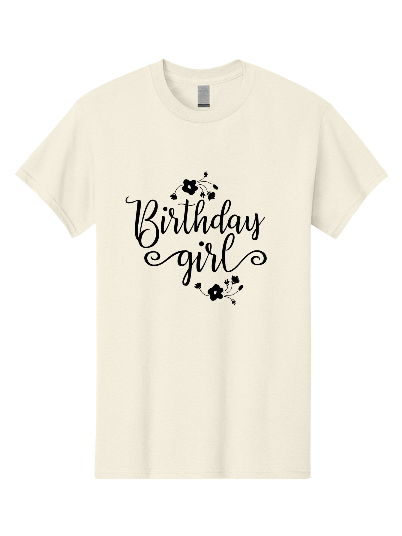 Birthday-Girl Men'S Graphic Tee, 100% Cotton, Comfortable Casual Summer Wear, Machine Washable, Birthday Girl, Black Lettering, Floral Design, Celebratory Theme, Elegant Typography, Special Occasion, Flowers, Birthday Wishes Aac515 11