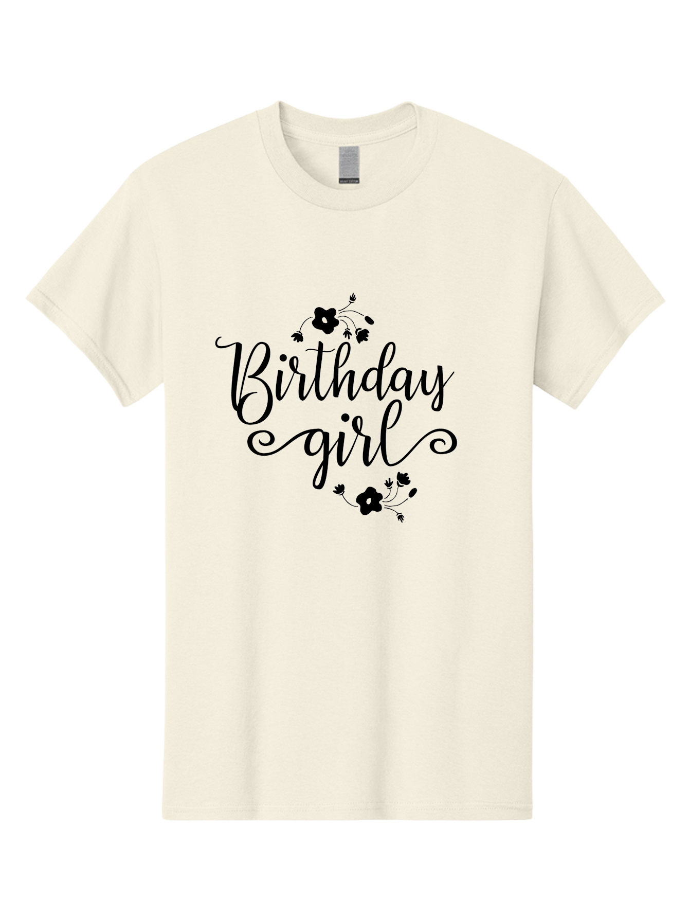 Birthday-Girl Men'S Graphic Tee, 100% Cotton, Comfortable Casual Summer Wear, Machine Washable, Birthday Girl, Black Lettering, Floral Design, Celebratory Theme, Elegant Typography, Special Occasion, Flowers, Birthday Wishes Aac515 7