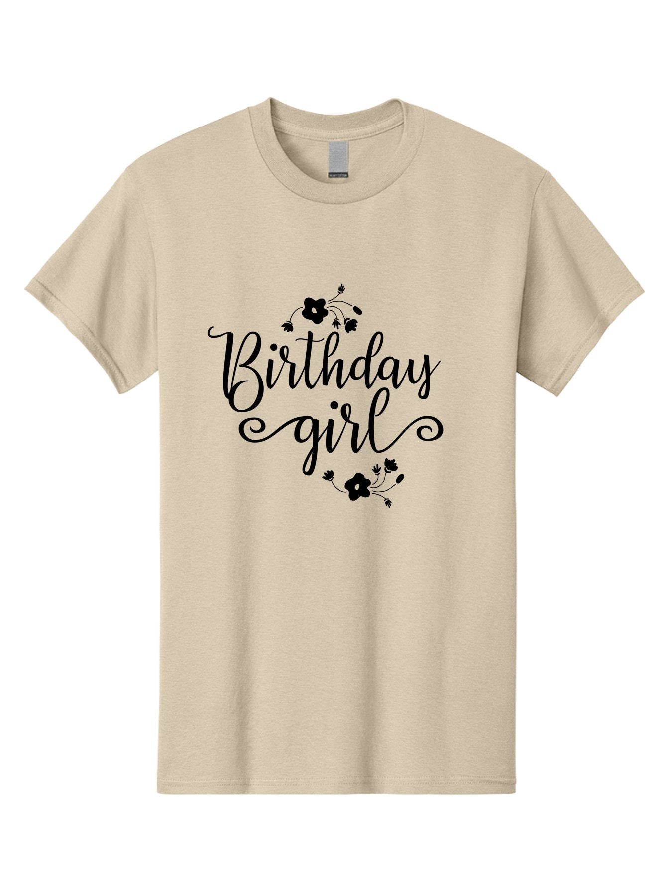 Birthday-Girl Men'S Graphic Tee, 100% Cotton, Comfortable Casual Summer Wear, Machine Washable, Birthday Girl, Black Lettering, Floral Design, Celebratory Theme, Elegant Typography, Special Occasion, Flowers, Birthday Wishes Aac515 5