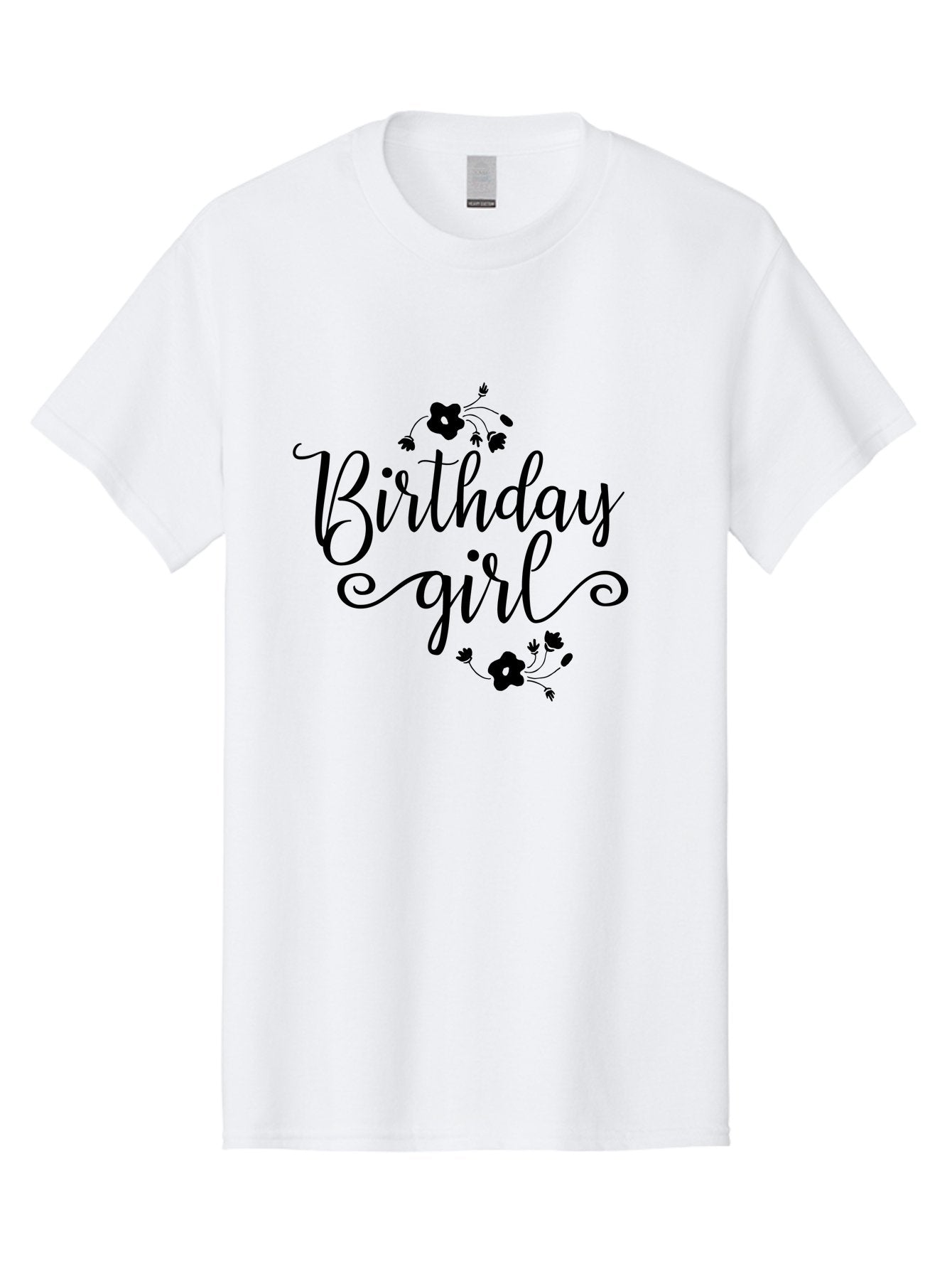 Birthday-Girl Men'S Graphic Tee, 100% Cotton, Comfortable Casual Summer Wear, Machine Washable, Birthday Girl, Black Lettering, Floral Design, Celebratory Theme, Elegant Typography, Special Occasion, Flowers, Birthday Wishes Aac515 12