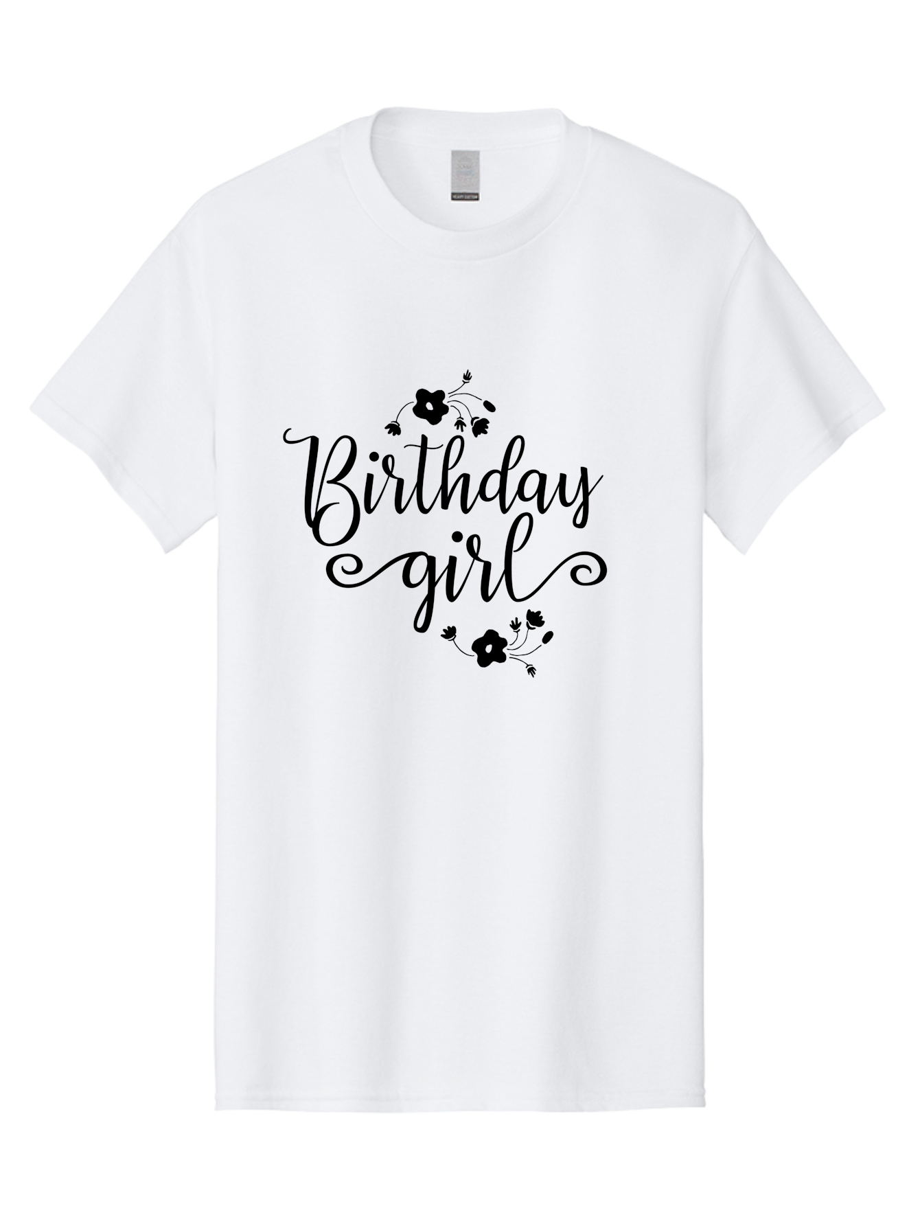 Birthday-Girl Men'S Graphic Tee, 100% Cotton, Comfortable Casual Summer Wear, Machine Washable, Birthday Girl, Black Lettering, Floral Design, Celebratory Theme, Elegant Typography, Special Occasion, Flowers, Birthday Wishes Aac515 5