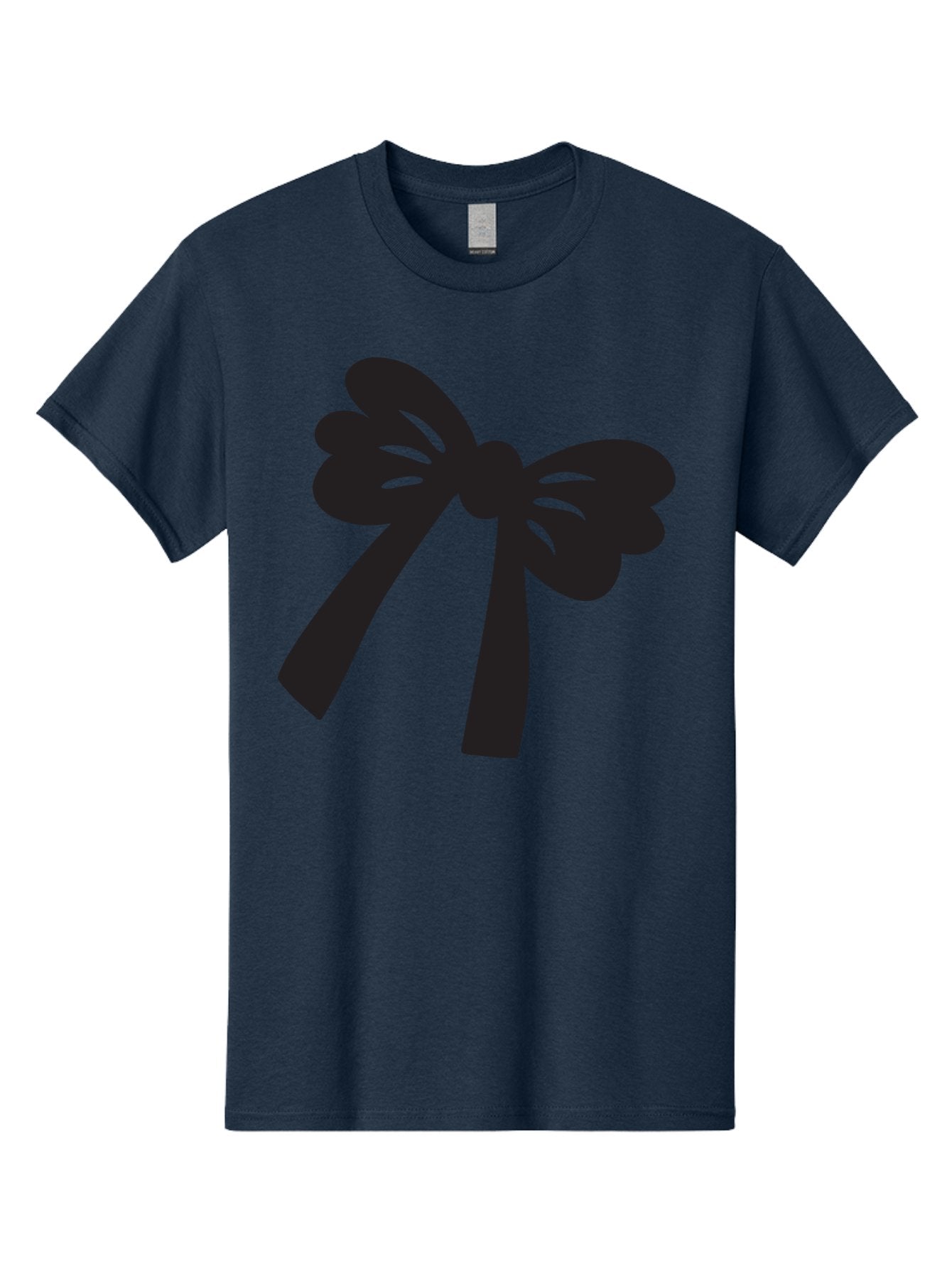 Black-Bow Men'S Graphic Tee, 100% Cotton, Comfortable Casual Summer Wear, Machine Washable, Black Bow Ribbon, Elegant Design, Minimalist Style, Decorative Element, Gift Wrapping, Fashion Accessory, Simple Graphics Aac517