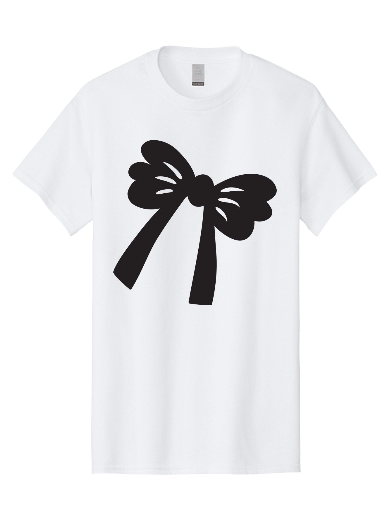 Black-Bow Men'S Graphic Tee, 100% Cotton, Comfortable Casual Summer Wear, Machine Washable, Black Bow Ribbon, Elegant Design, Minimalist Style, Decorative Element, Gift Wrapping, Fashion Accessory, Simple Graphics Aac517