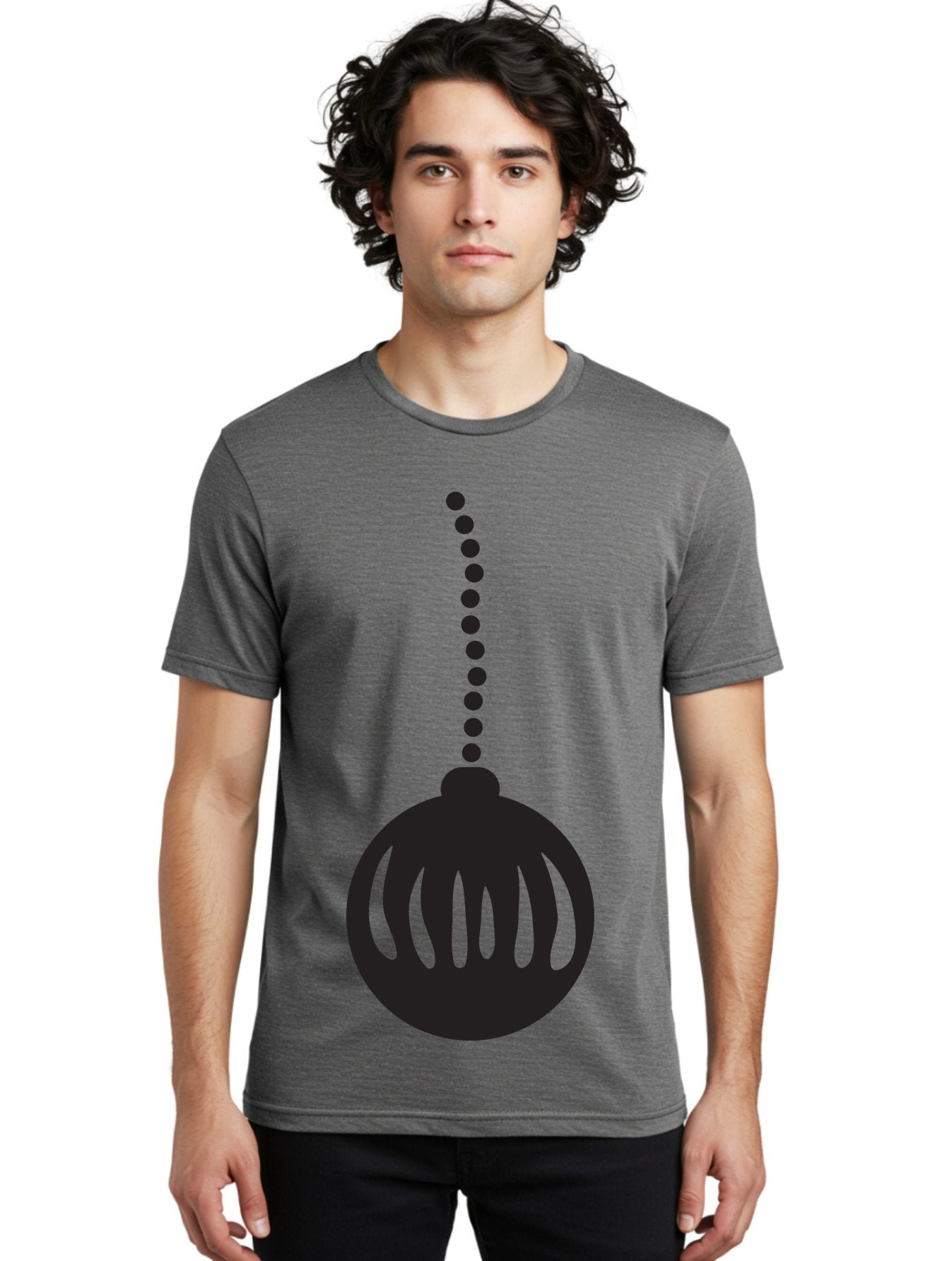 Black-Christmas-Ornament Men'S Graphic Tee, 100% Cotton, Comfortable Casual Summer Wear, Machine Washable, Chandelier, Luxury Lighting, Modern Decor, Stylish Fixture, Elegant Design, Sophisticated Ambiance, High-End Interior Aac518 24