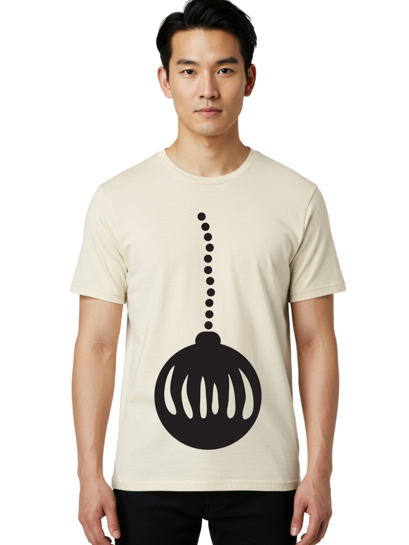 Black-Christmas-Ornament Men'S Graphic Tee, 100% Cotton, Comfortable Casual Summer Wear, Machine Washable, Chandelier, Luxury Lighting, Modern Decor, Stylish Fixture, Elegant Design, Sophisticated Ambiance, High-End Interior Aac518 25