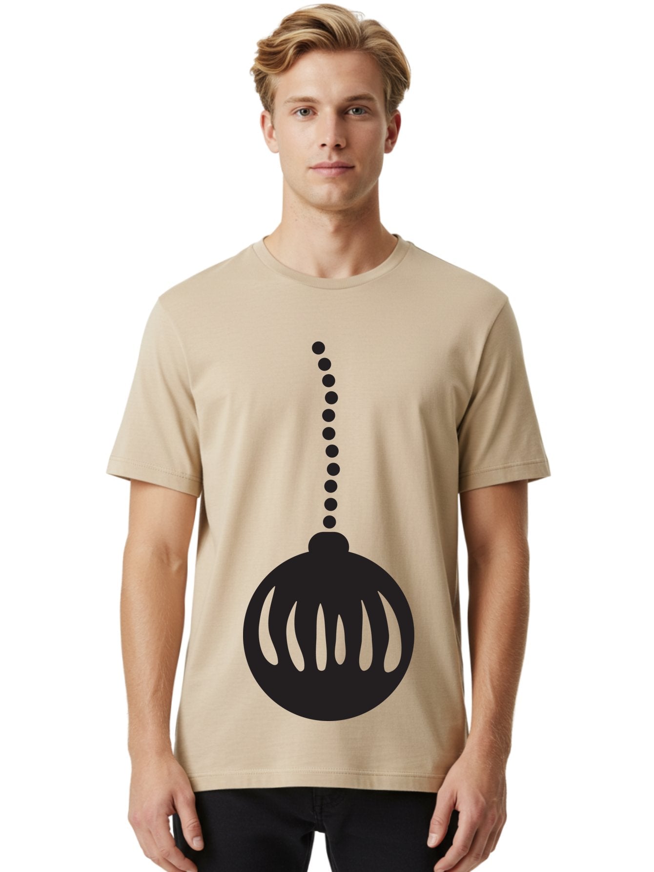 Black-Christmas-Ornament Men'S Graphic Tee, 100% Cotton, Comfortable Casual Summer Wear, Machine Washable, Chandelier, Luxury Lighting, Modern Decor, Stylish Fixture, Elegant Design, Sophisticated Ambiance, High-End Interior Aac518 21