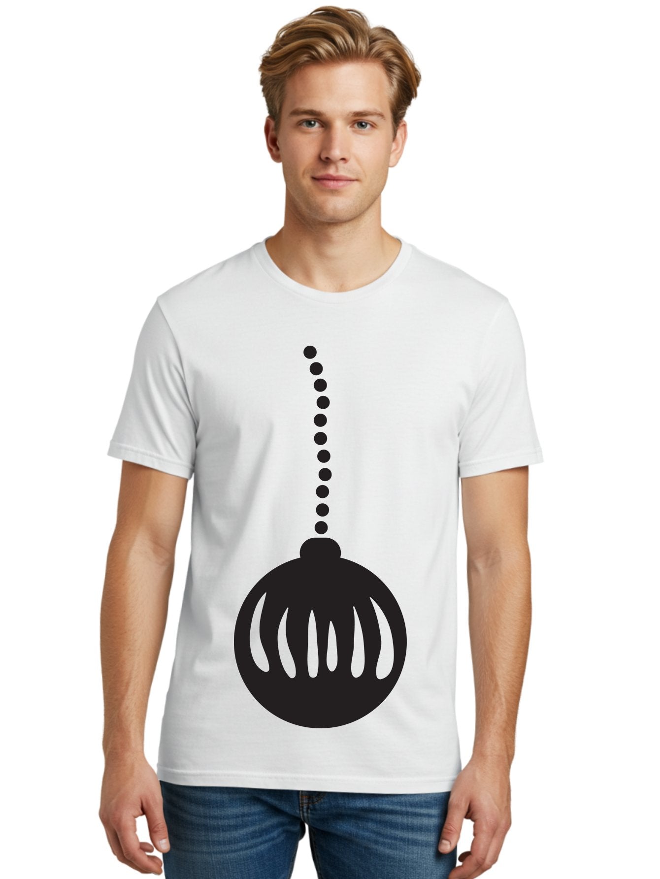 Black-Christmas-Ornament Men'S Graphic Tee, 100% Cotton, Comfortable Casual Summer Wear, Machine Washable, Chandelier, Luxury Lighting, Modern Decor, Stylish Fixture, Elegant Design, Sophisticated Ambiance, High-End Interior Aac518 20