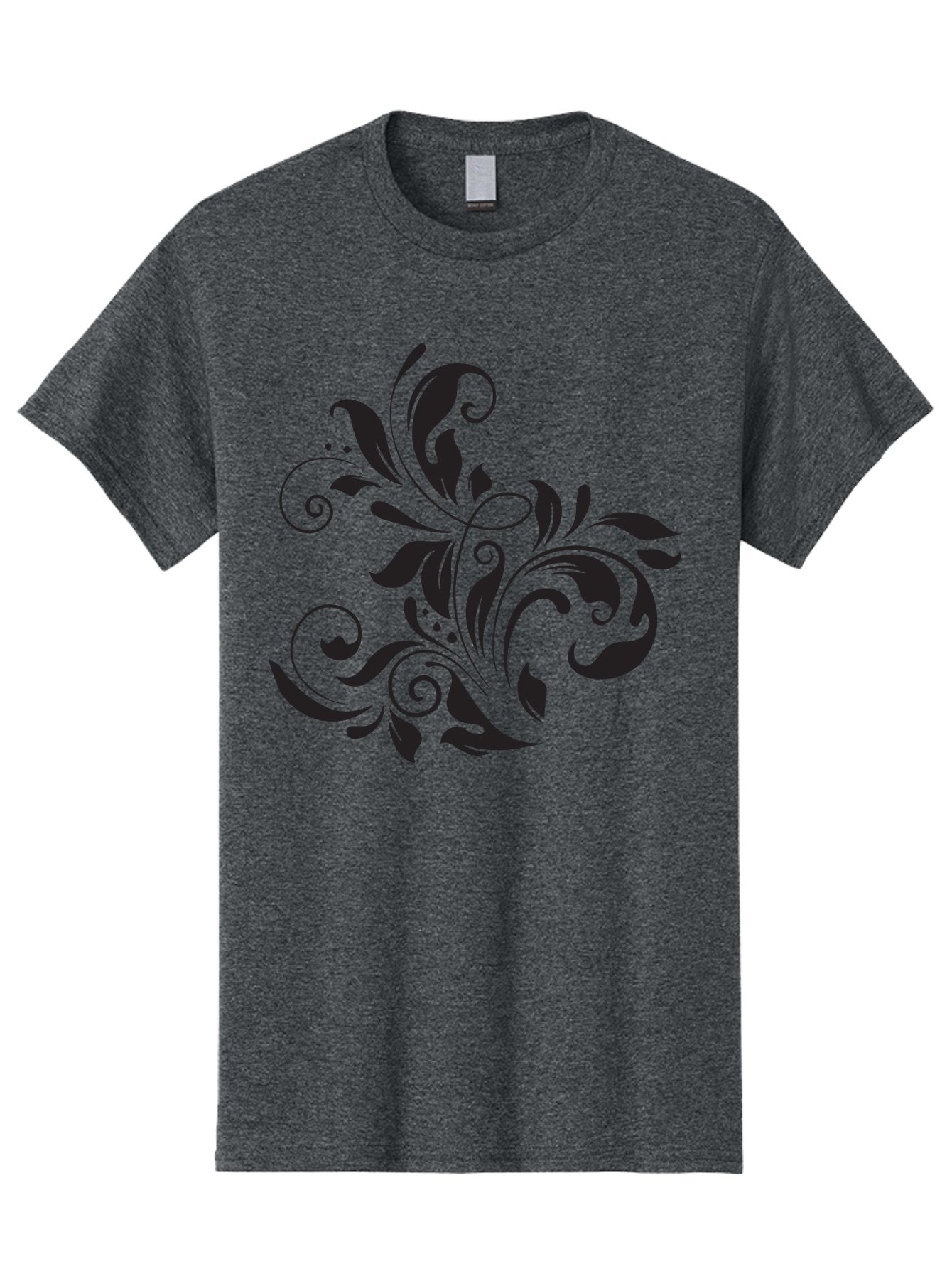 Black-Floral-Pattern Men'S Graphic Tee, 100% Cotton, Comfortable Casual Summer Wear, Machine Washable, Black Floral Pattern, Swirling Leaves, Ornate Design, Decorative Elements, Intricate Details, Elegant Graphics Aac519 5