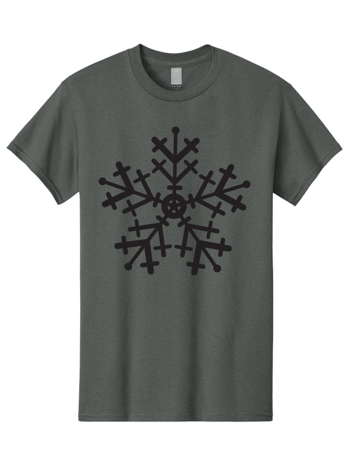 Black-Snowflake Men'S Graphic Tee, 100% Cotton, Comfortable Casual Summer Wear, Machine Washable, Snowflake Design, Winter Wonderland, Frosty Pattern, Symmetrical Shape, Icy Charm, Festive Decoration, Seasonal Symbol, Cold Weather Aac520 4