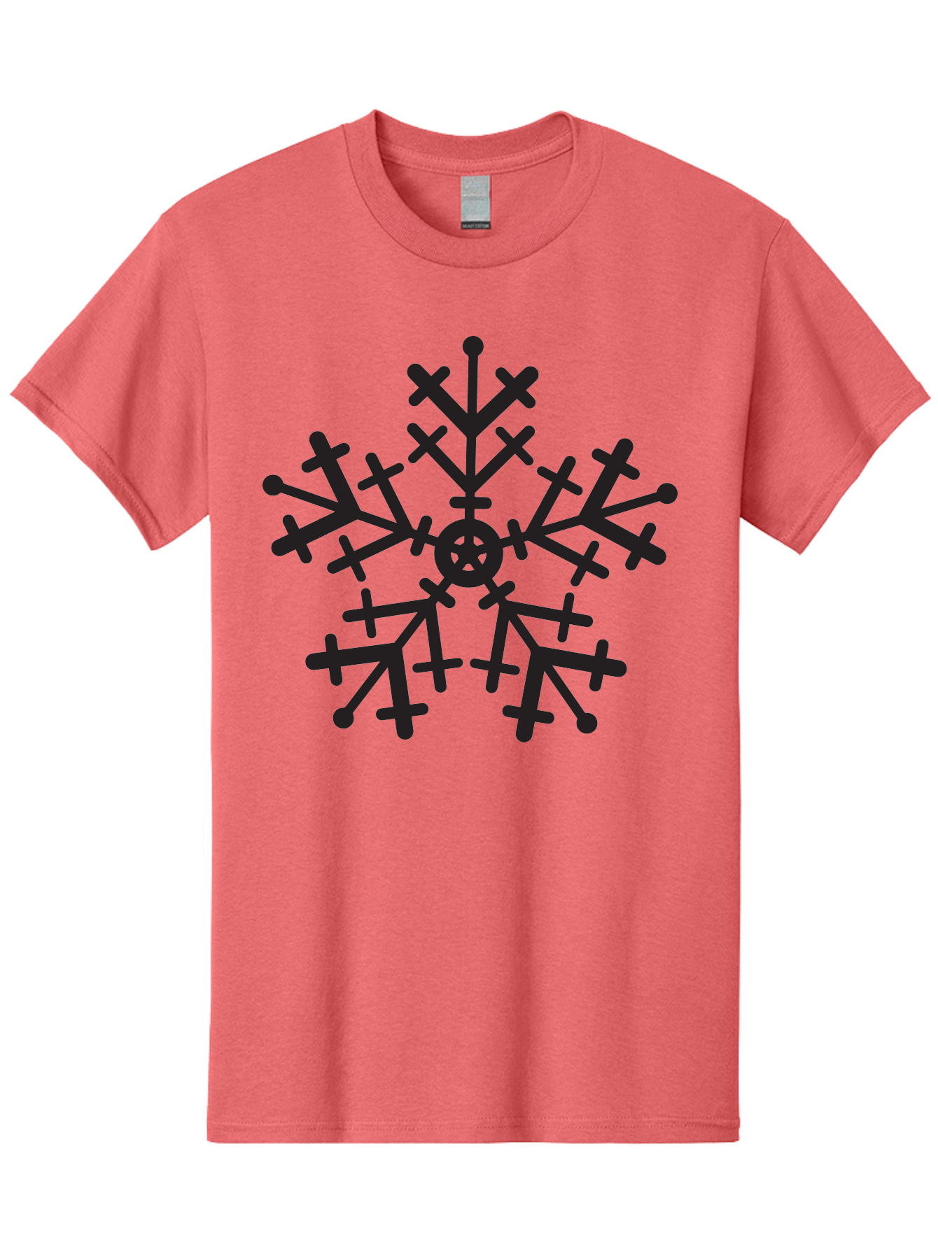 Black-Snowflake Men'S Graphic Tee, 100% Cotton, Comfortable Casual Summer Wear, Machine Washable, Snowflake Design, Winter Wonderland, Frosty Pattern, Symmetrical Shape, Icy Charm, Festive Decoration, Seasonal Symbol, Cold Weather Aac520 19