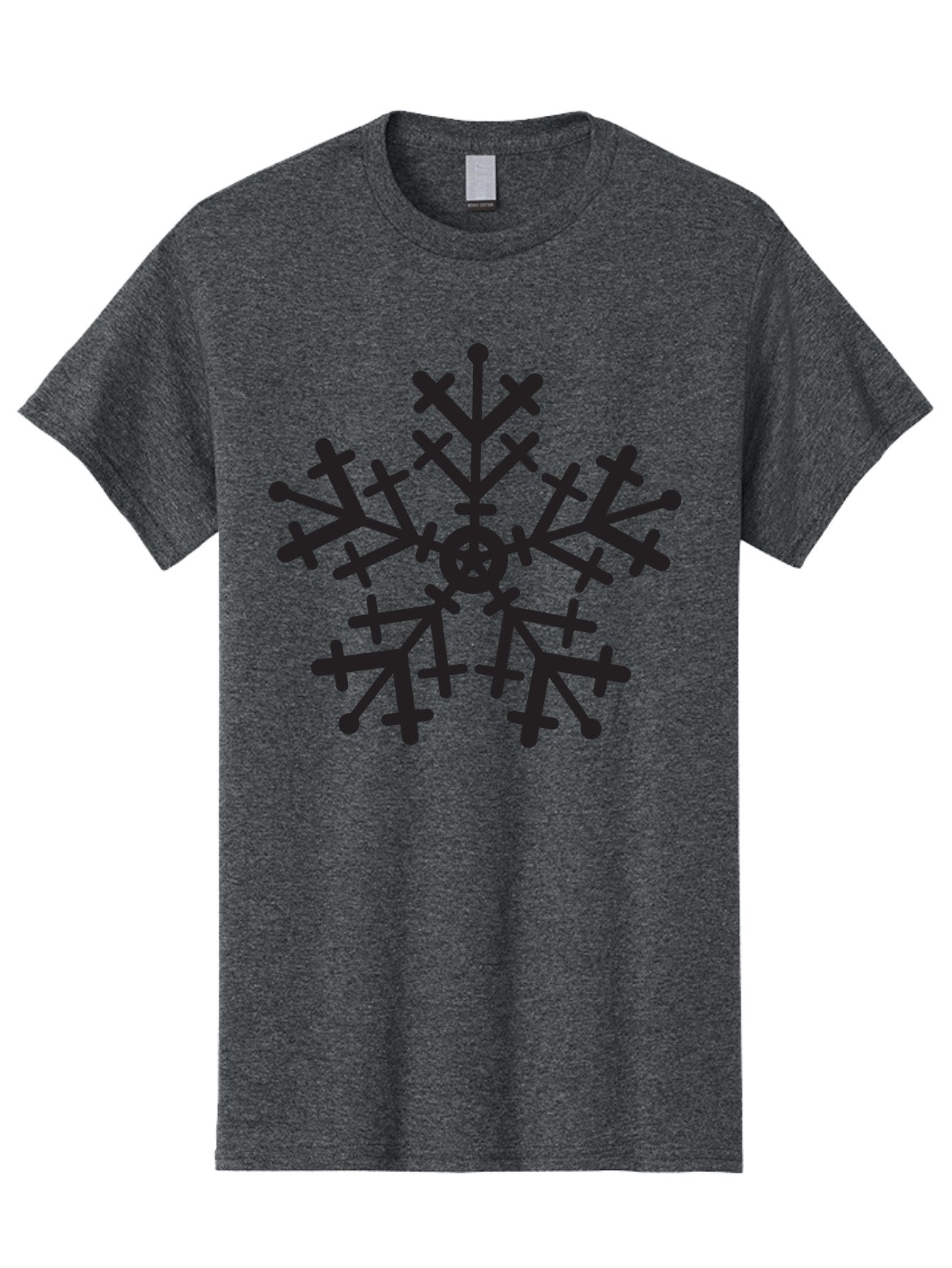 Black-Snowflake Men'S Graphic Tee, 100% Cotton, Comfortable Casual Summer Wear, Machine Washable, Snowflake Design, Winter Wonderland, Frosty Pattern, Symmetrical Shape, Icy Charm, Festive Decoration, Seasonal Symbol, Cold Weather Aac520 3