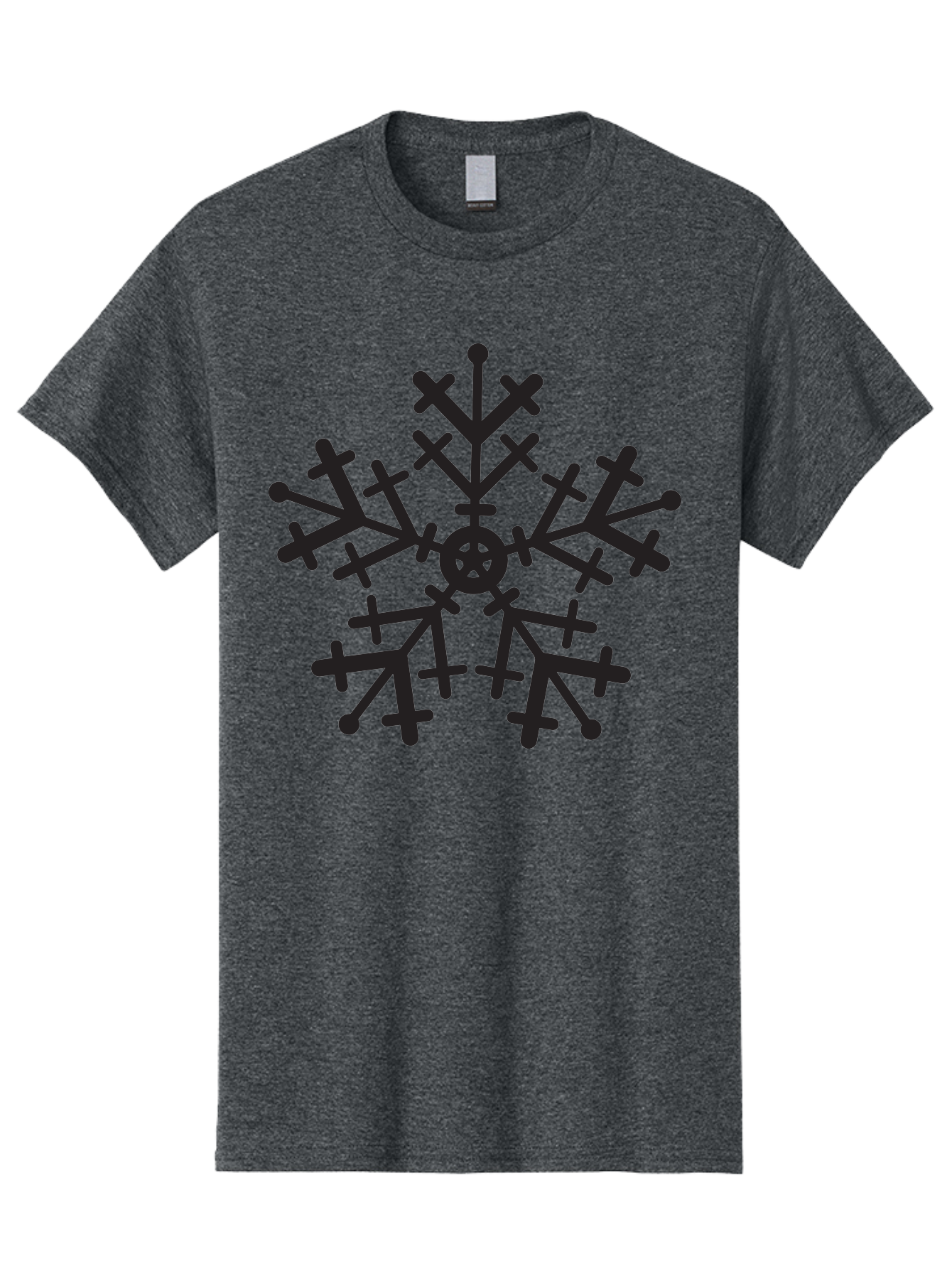 Black-Snowflake Men'S Graphic Tee, 100% Cotton, Comfortable Casual Summer Wear, Machine Washable, Snowflake Design, Winter Wonderland, Frosty Pattern, Symmetrical Shape, Icy Charm, Festive Decoration, Seasonal Symbol, Cold Weather Aac520 17
