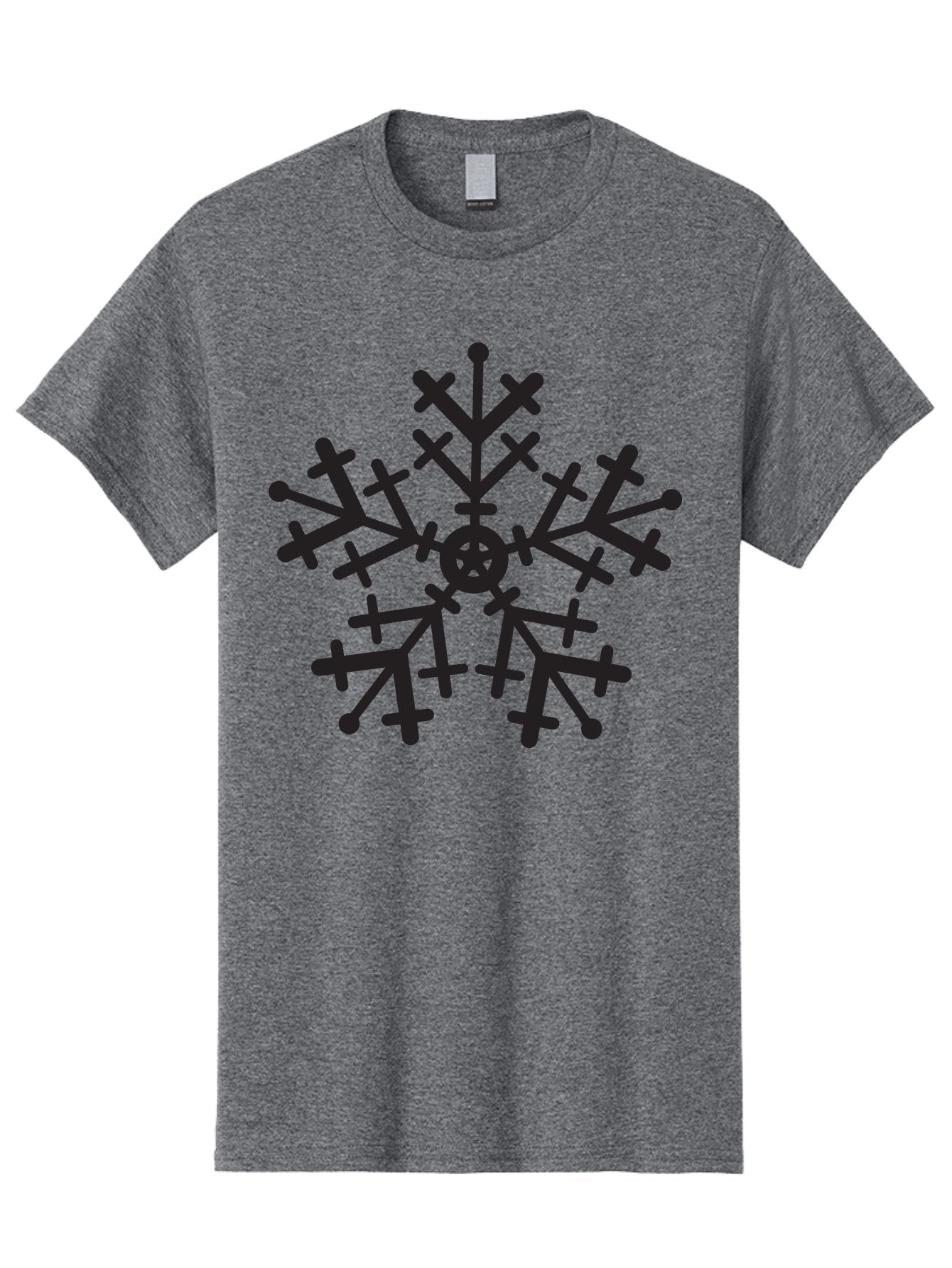 Black-Snowflake Men'S Graphic Tee, 100% Cotton, Comfortable Casual Summer Wear, Machine Washable, Snowflake Design, Winter Wonderland, Frosty Pattern, Symmetrical Shape, Icy Charm, Festive Decoration, Seasonal Symbol, Cold Weather Aac520 14