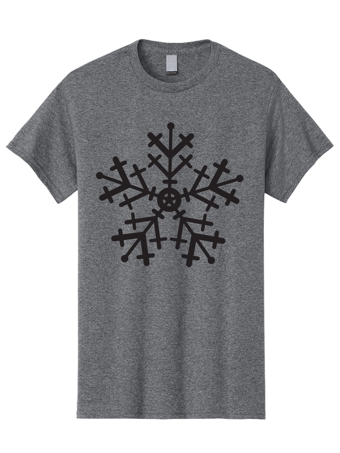 Black-Snowflake Men'S Graphic Tee, 100% Cotton, Comfortable Casual Summer Wear, Machine Washable, Snowflake Design, Winter Wonderland, Frosty Pattern, Symmetrical Shape, Icy Charm, Festive Decoration, Seasonal Symbol, Cold Weather Aac520 3