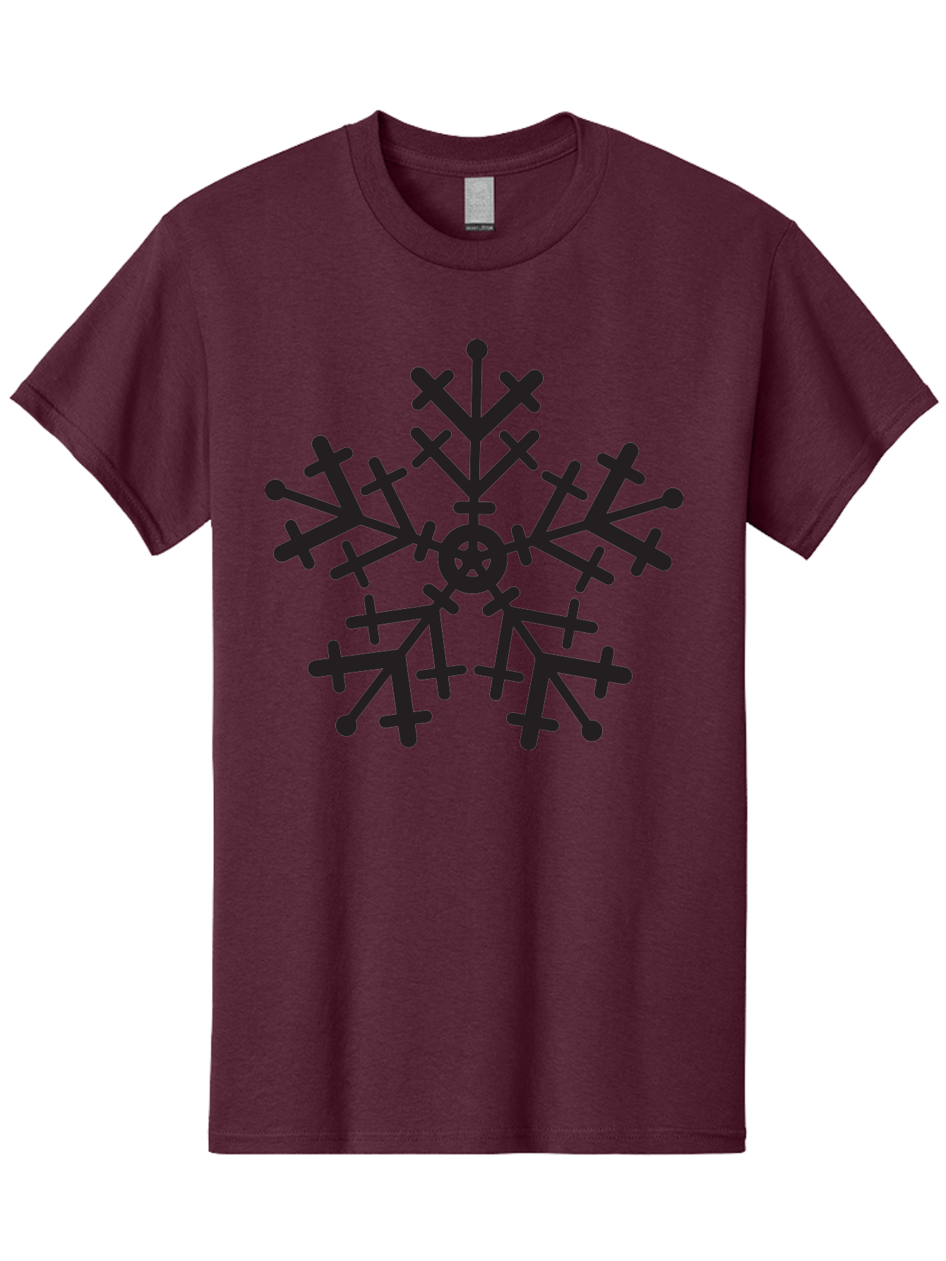Black-Snowflake Men'S Graphic Tee, 100% Cotton, Comfortable Casual Summer Wear, Machine Washable, Snowflake Design, Winter Wonderland, Frosty Pattern, Symmetrical Shape, Icy Charm, Festive Decoration, Seasonal Symbol, Cold Weather Aac520 9