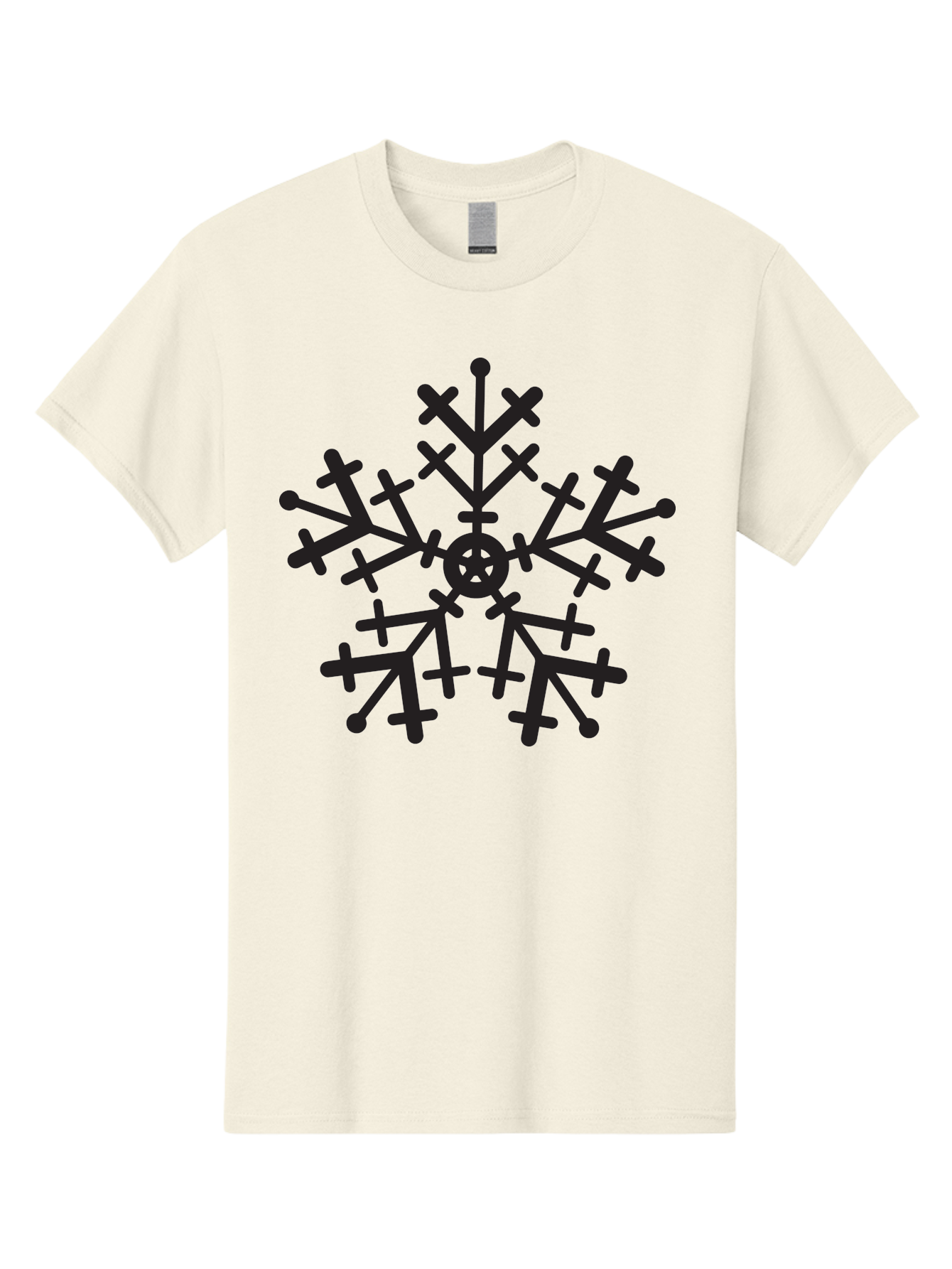 Black-Snowflake Men'S Graphic Tee, 100% Cotton, Comfortable Casual Summer Wear, Machine Washable, Snowflake Design, Winter Wonderland, Frosty Pattern, Symmetrical Shape, Icy Charm, Festive Decoration, Seasonal Symbol, Cold Weather Aac520 5