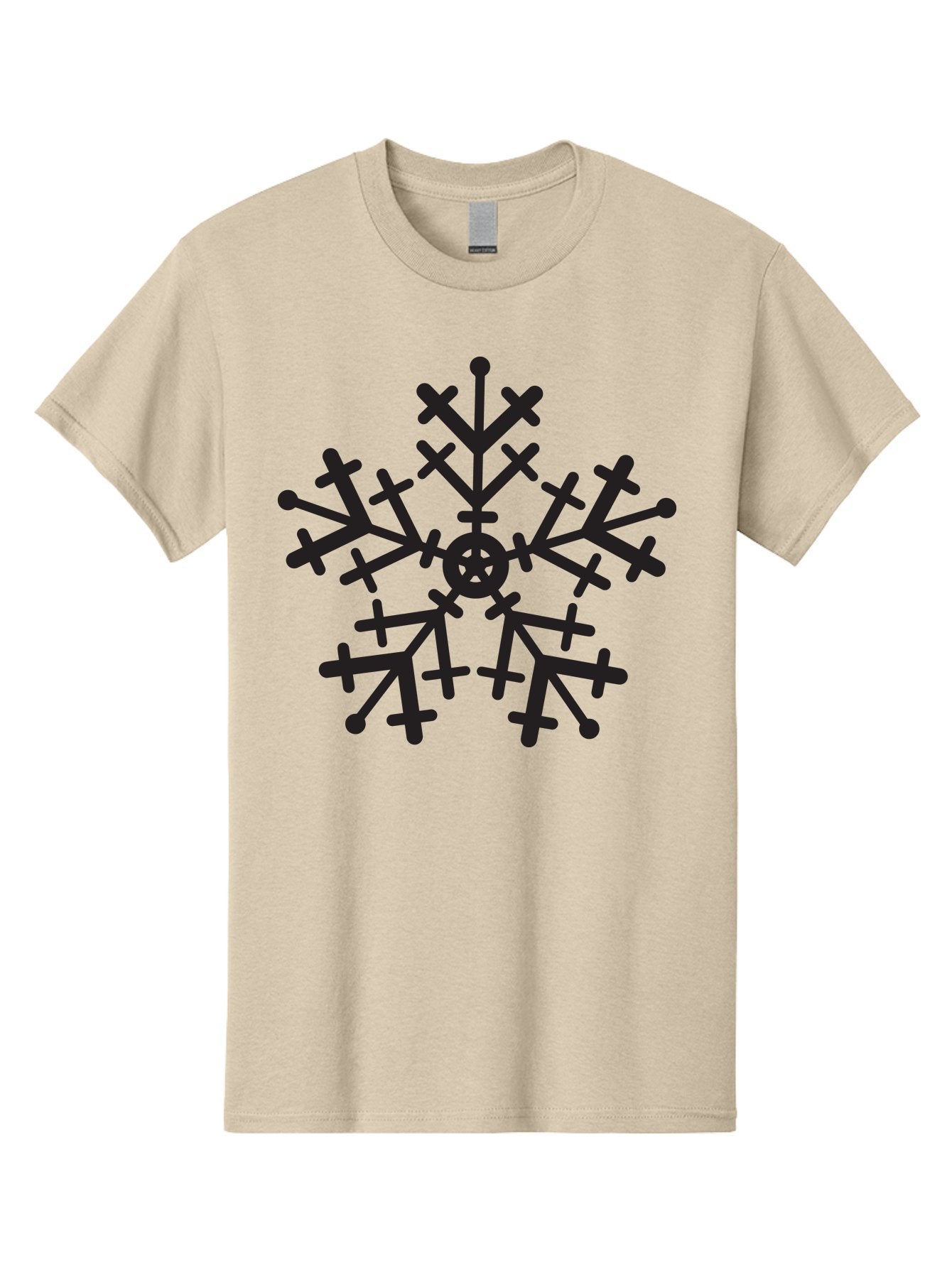 Black-Snowflake Men'S Graphic Tee, 100% Cotton, Comfortable Casual Summer Wear, Machine Washable, Snowflake Design, Winter Wonderland, Frosty Pattern, Symmetrical Shape, Icy Charm, Festive Decoration, Seasonal Symbol, Cold Weather Aac520 10