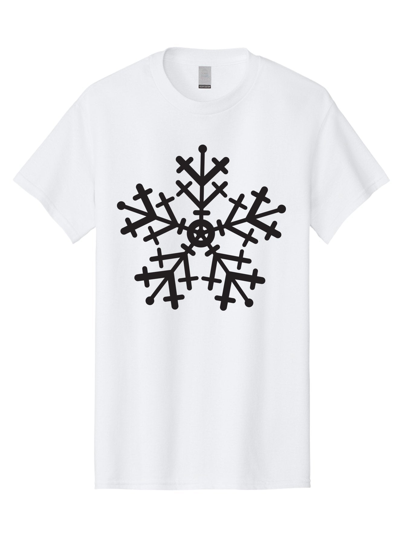 Black-Snowflake Men'S Graphic Tee, 100% Cotton, Comfortable Casual Summer Wear, Machine Washable, Snowflake Design, Winter Wonderland, Frosty Pattern, Symmetrical Shape, Icy Charm, Festive Decoration, Seasonal Symbol, Cold Weather Aac520 15