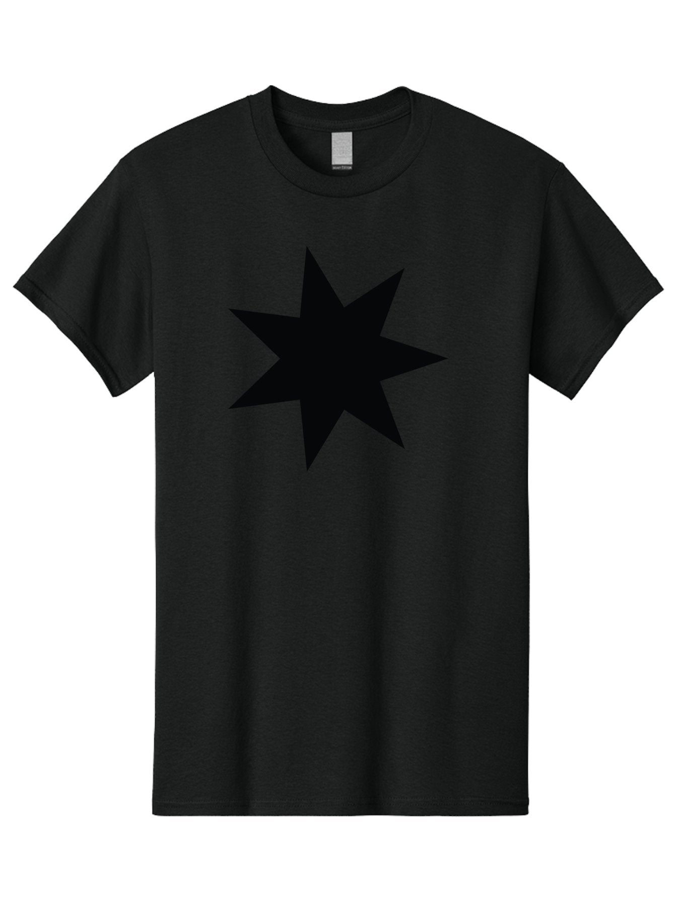 Black-Star-1 Men'S Graphic Tee, 100% Cotton, Comfortable Casual Summer Wear, Machine Washable, Eight Pointed Star, Black Star, Star Graphic, Bold Shape, Geometric Design, Symmetrical Pattern, Star Symbol Aac521 4