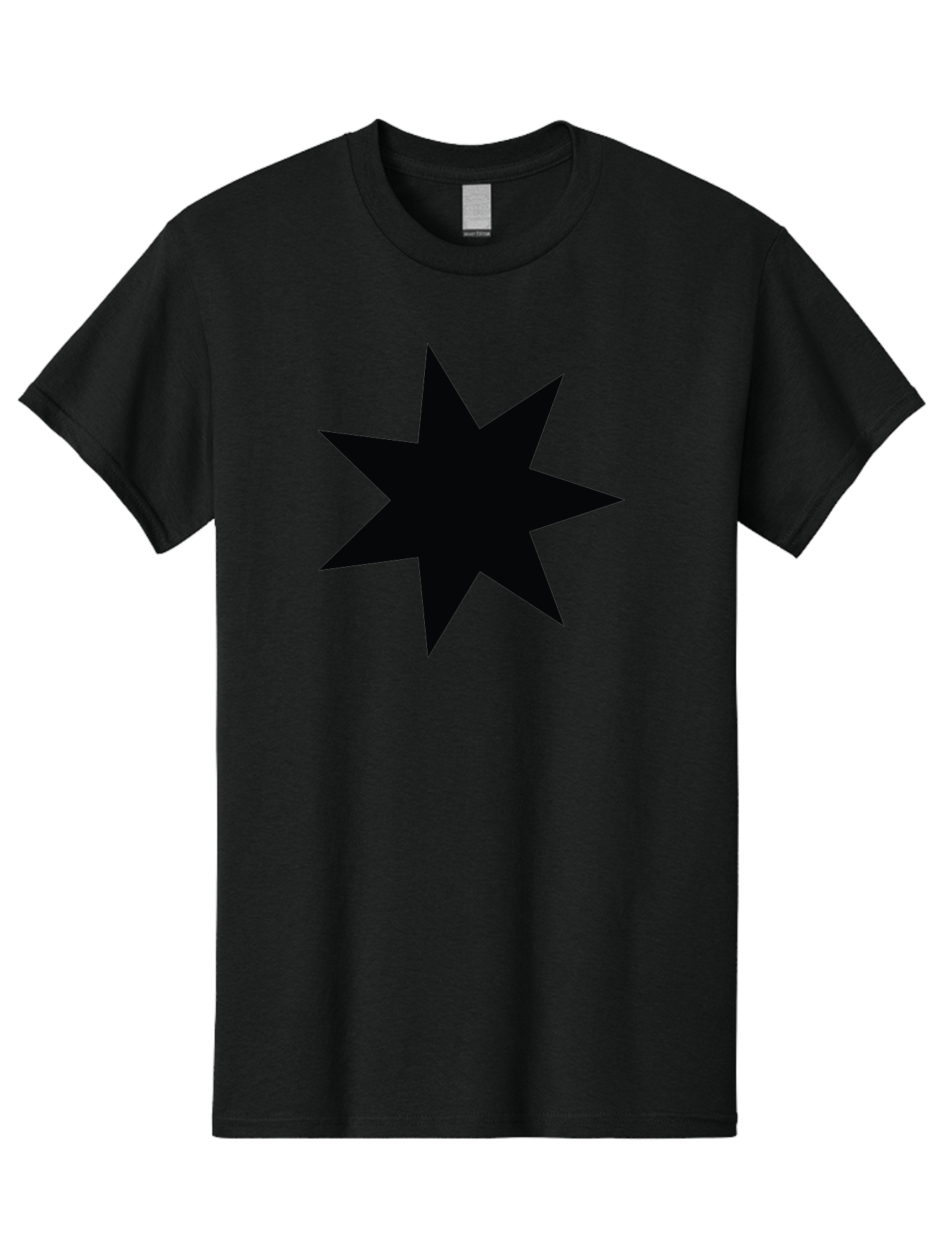 Black-Star-1 Men'S Graphic Tee, 100% Cotton, Comfortable Casual Summer Wear, Machine Washable, Eight Pointed Star, Black Star, Star Graphic, Bold Shape, Geometric Design, Symmetrical Pattern, Star Symbol Aac521 23