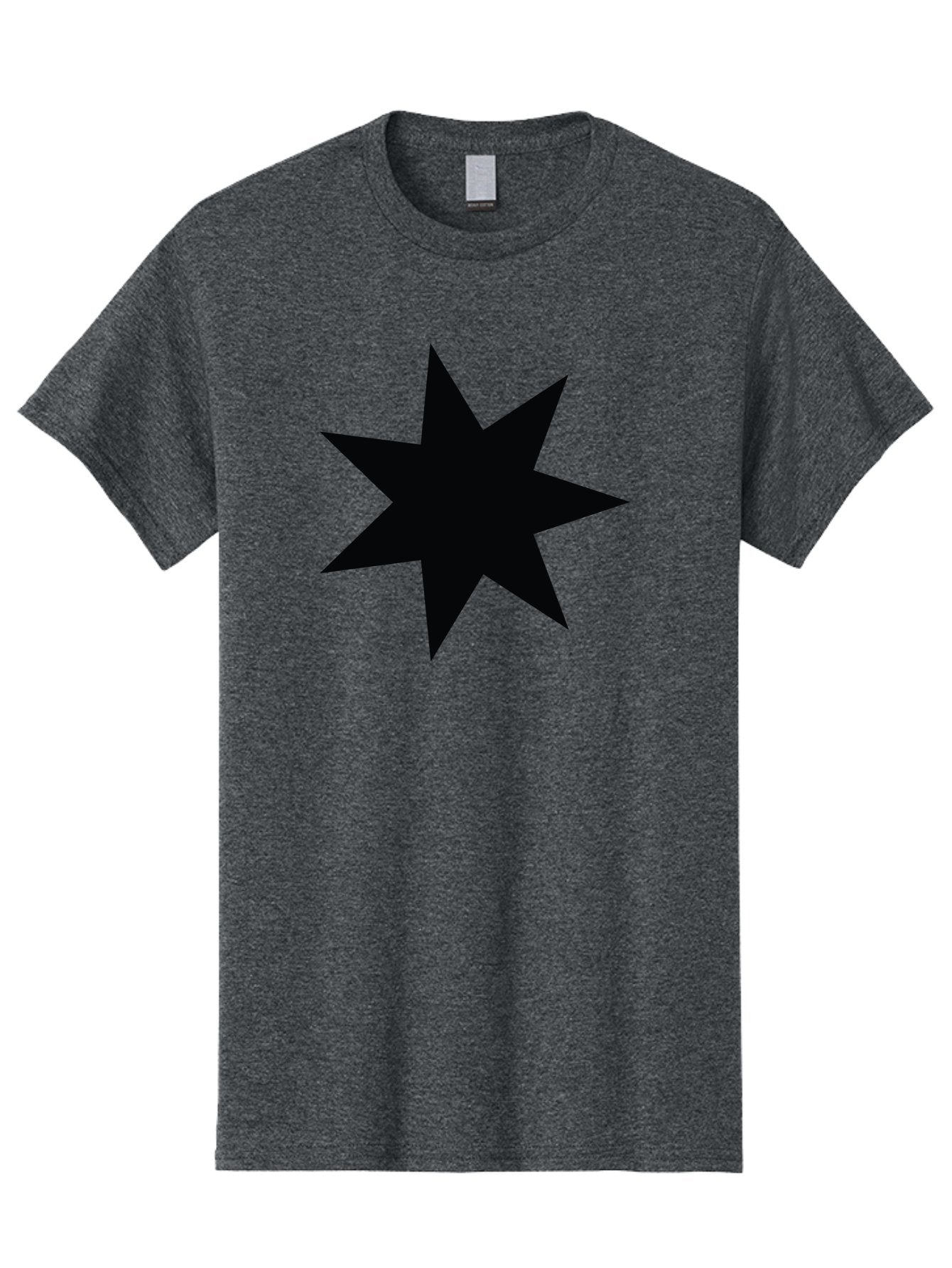 Black-Star-1 Men'S Graphic Tee, 100% Cotton, Comfortable Casual Summer Wear, Machine Washable, Eight Pointed Star, Black Star, Star Graphic, Bold Shape, Geometric Design, Symmetrical Pattern, Star Symbol Aac521 9
