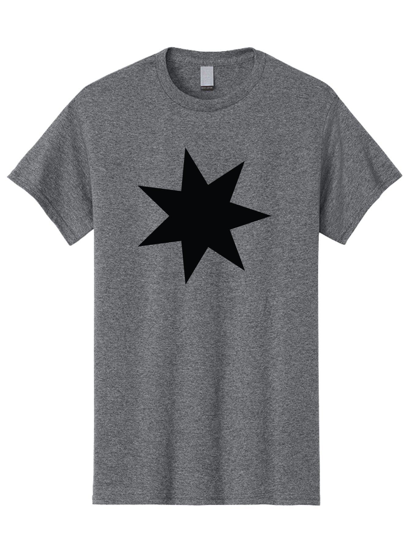 Black-Star-1 Men'S Graphic Tee, 100% Cotton, Comfortable Casual Summer Wear, Machine Washable, Eight Pointed Star, Black Star, Star Graphic, Bold Shape, Geometric Design, Symmetrical Pattern, Star Symbol Aac521 13