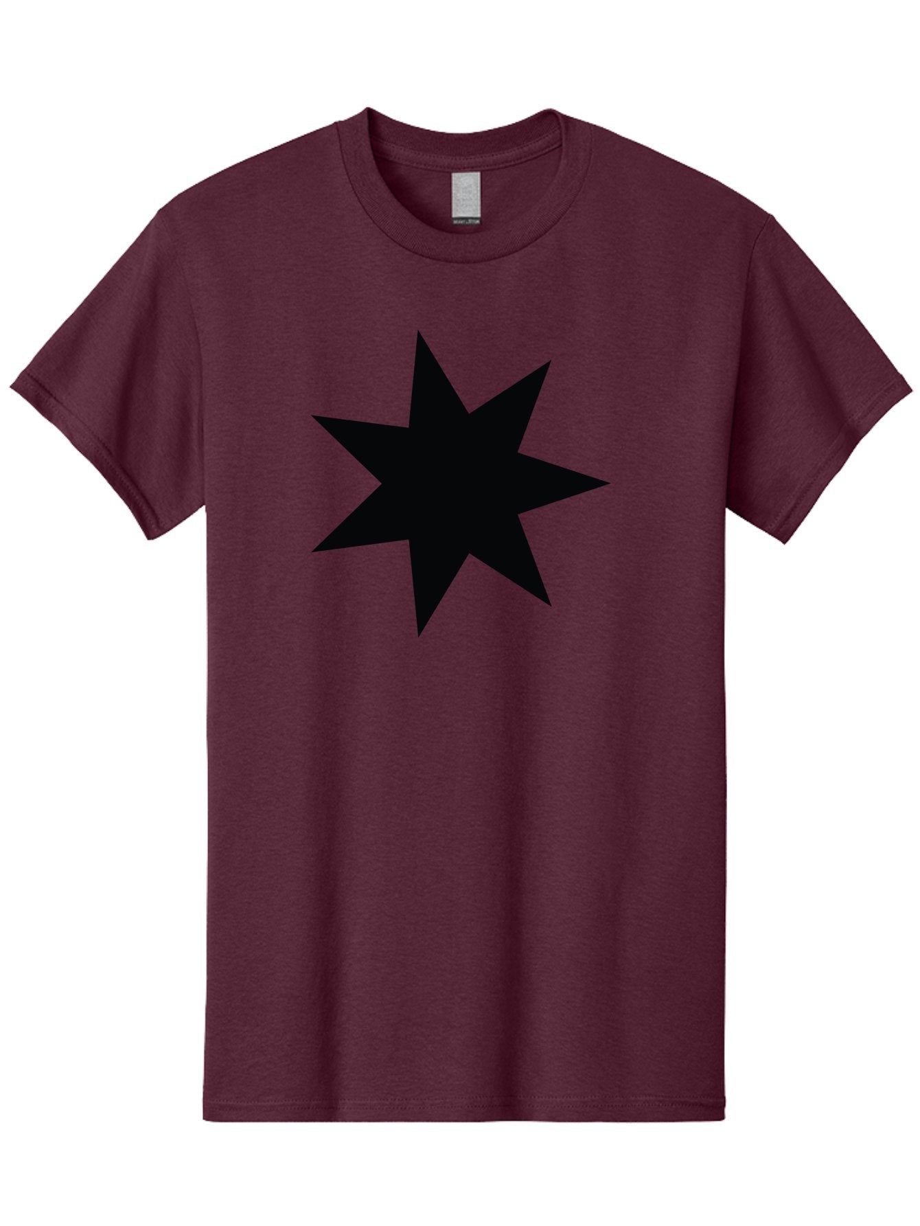 Black-Star-1 Men'S Graphic Tee, 100% Cotton, Comfortable Casual Summer Wear, Machine Washable, Eight Pointed Star, Black Star, Star Graphic, Bold Shape, Geometric Design, Symmetrical Pattern, Star Symbol Aac521 15
