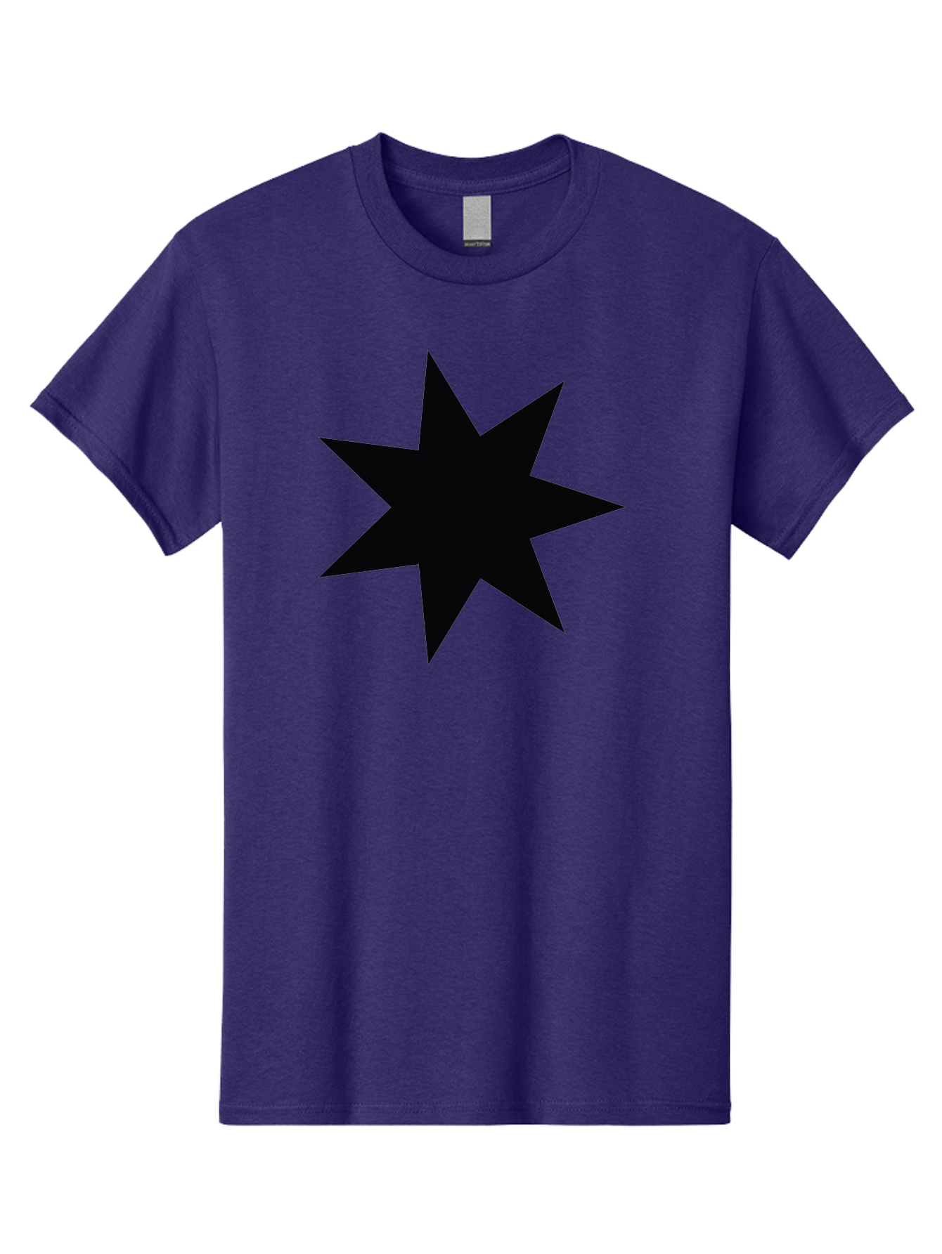 Black-Star-1 Men'S Graphic Tee, 100% Cotton, Comfortable Casual Summer Wear, Machine Washable, Eight Pointed Star, Black Star, Star Graphic, Bold Shape, Geometric Design, Symmetrical Pattern, Star Symbol Aac521 13