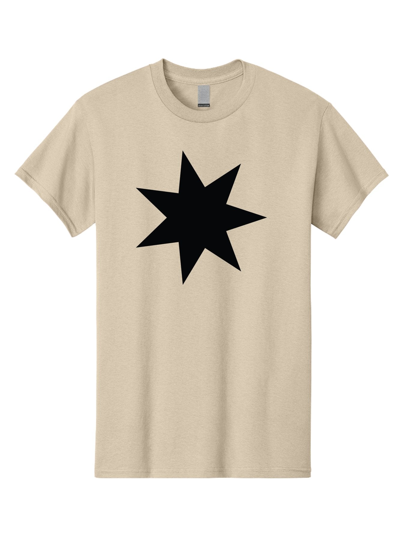 Black-Star-1 Men'S Graphic Tee, 100% Cotton, Comfortable Casual Summer Wear, Machine Washable, Eight Pointed Star, Black Star, Star Graphic, Bold Shape, Geometric Design, Symmetrical Pattern, Star Symbol Aac521 5