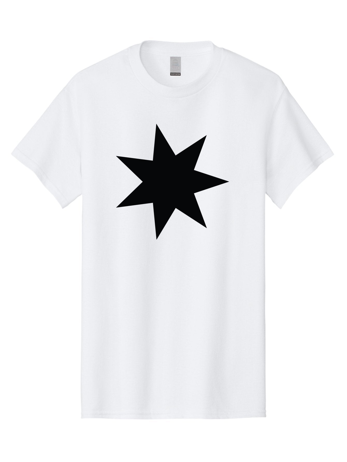Black-Star-1 Men'S Graphic Tee, 100% Cotton, Comfortable Casual Summer Wear, Machine Washable, Eight Pointed Star, Black Star, Star Graphic, Bold Shape, Geometric Design, Symmetrical Pattern, Star Symbol Aac521 14