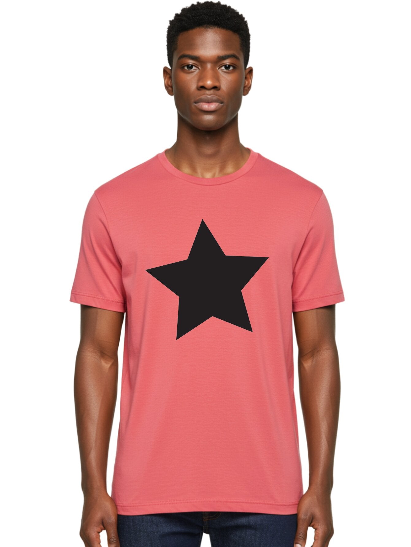 Black-Star Men'S Graphic Tee, 100% Cotton, Comfortable Casual Summer Wear, Machine Washable, Five-Pointed Star, Black Star, Bold Graphic, Simple Design, Minimalist Style, Star Symbol, Iconic Shape Aac522 29