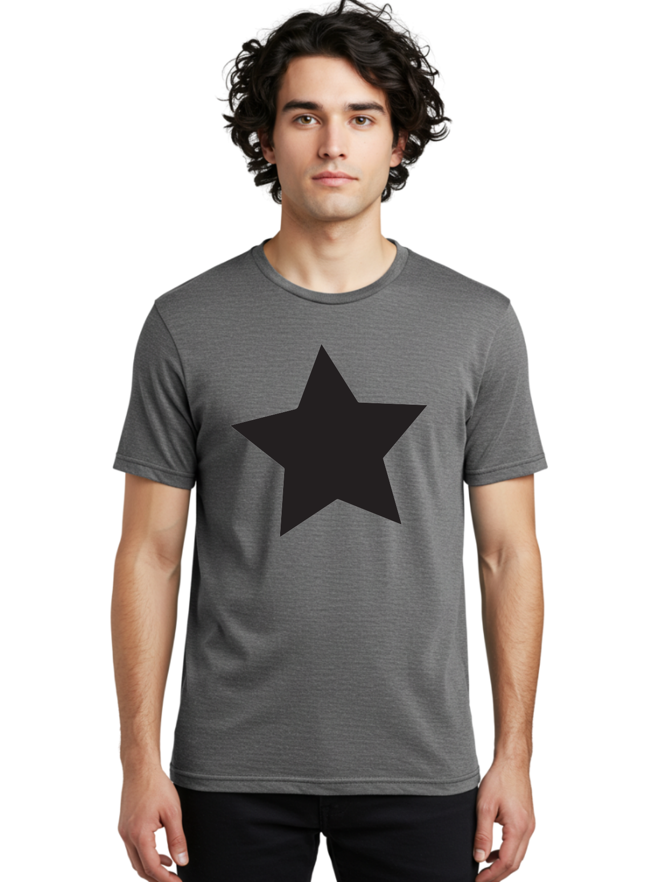 Black-Star Men'S Graphic Tee, 100% Cotton, Comfortable Casual Summer Wear, Machine Washable, Five-Pointed Star, Black Star, Bold Graphic, Simple Design, Minimalist Style, Star Symbol, Iconic Shape Aac522 16