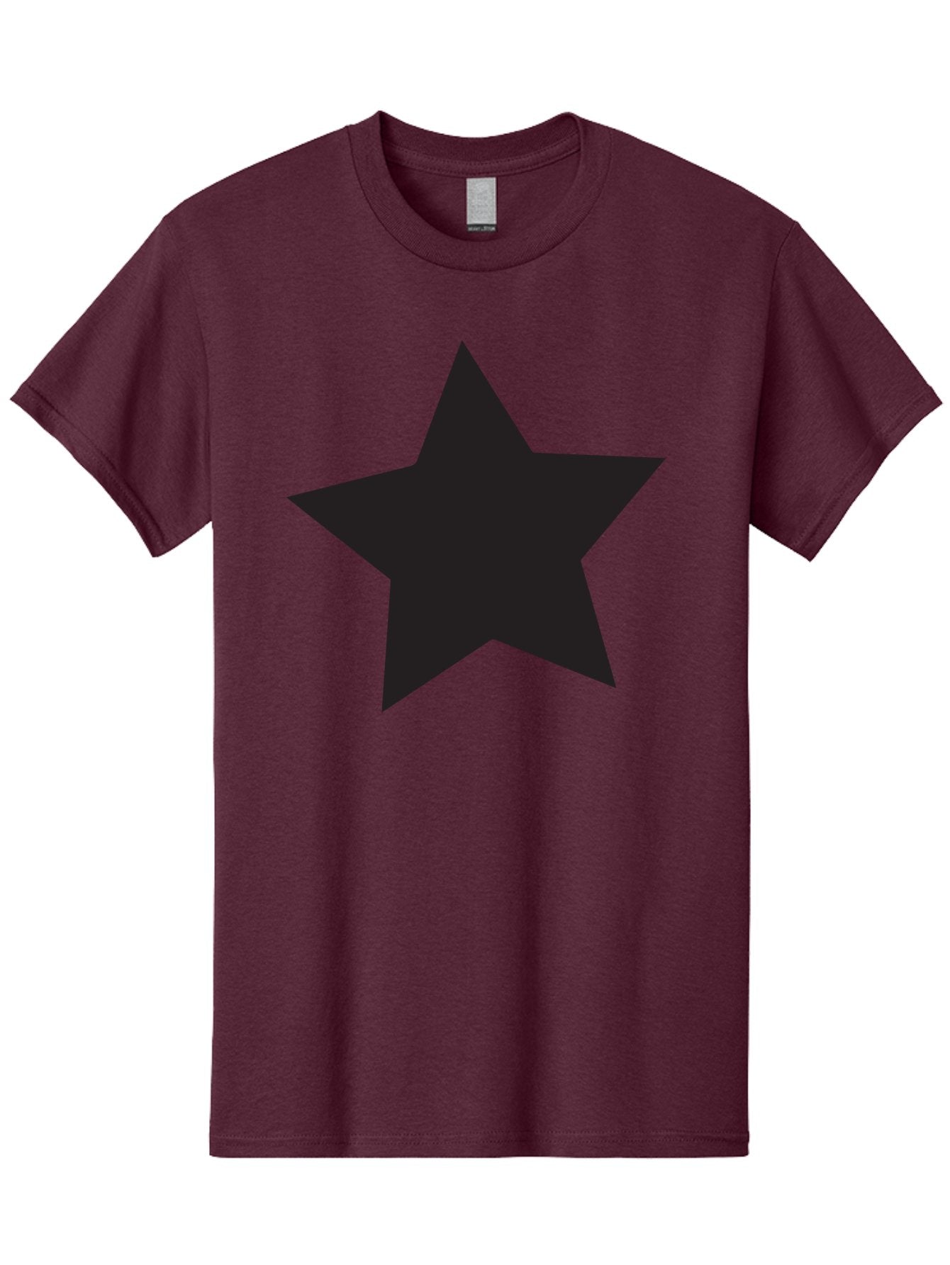Black-Star Men'S Graphic Tee, 100% Cotton, Comfortable Casual Summer Wear, Machine Washable, Five-Pointed Star, Black Star, Bold Graphic, Simple Design, Minimalist Style, Star Symbol, Iconic Shape Aac522