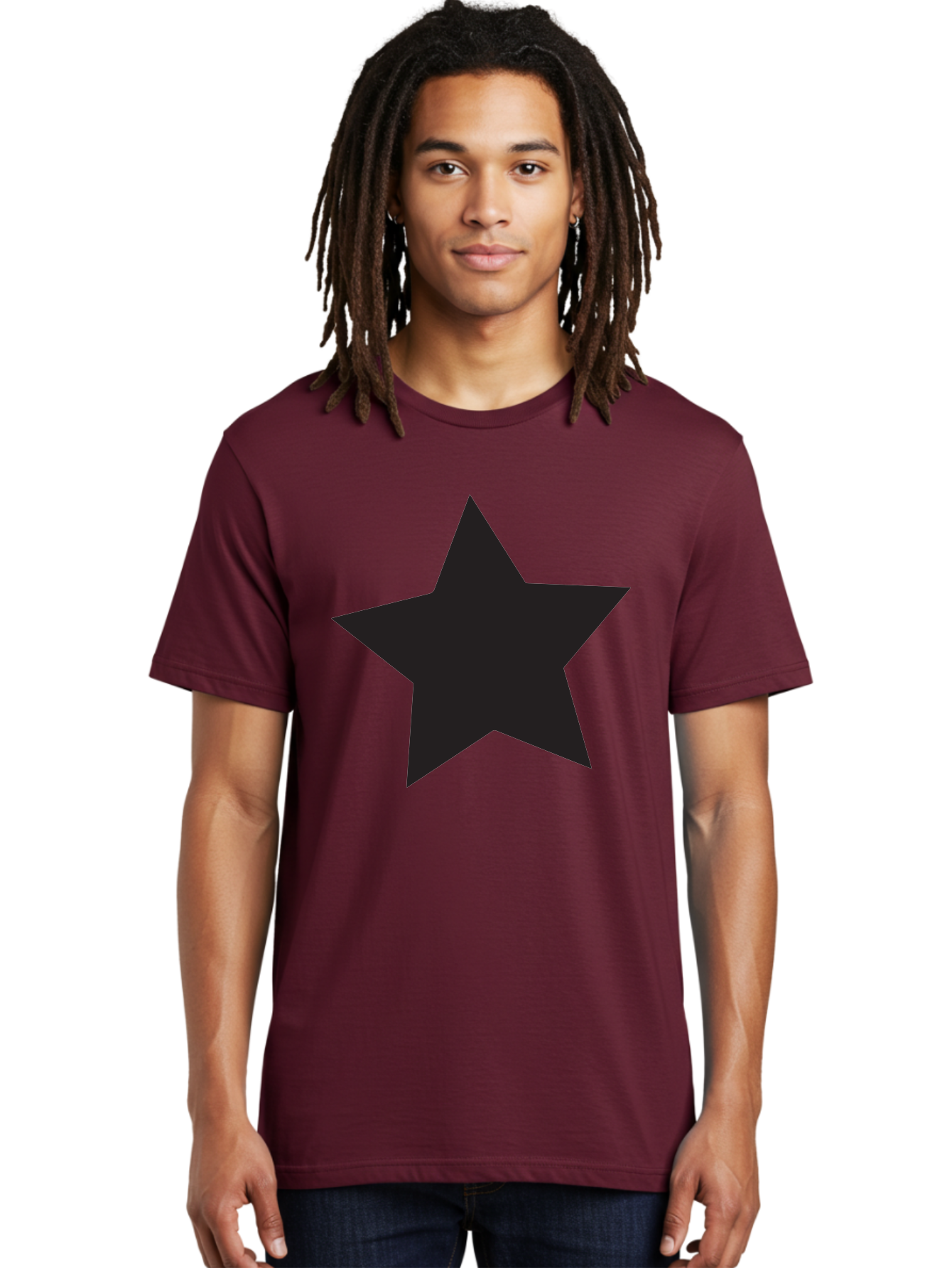 Black-Star Men'S Graphic Tee, 100% Cotton, Comfortable Casual Summer Wear, Machine Washable, Five-Pointed Star, Black Star, Bold Graphic, Simple Design, Minimalist Style, Star Symbol, Iconic Shape Aac522 22