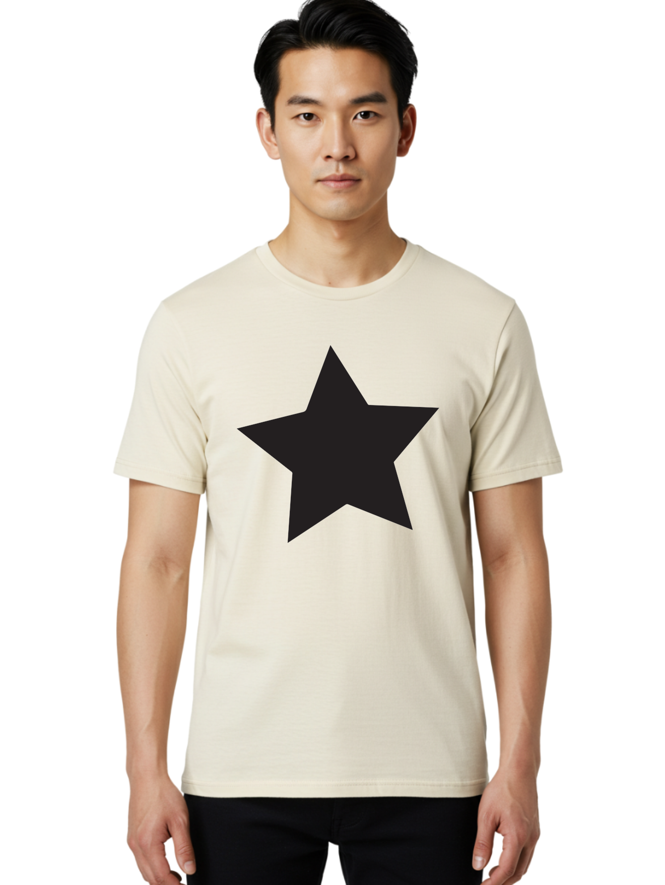 Black-Star Men'S Graphic Tee, 100% Cotton, Comfortable Casual Summer Wear, Machine Washable, Five-Pointed Star, Black Star, Bold Graphic, Simple Design, Minimalist Style, Star Symbol, Iconic Shape Aac522 6