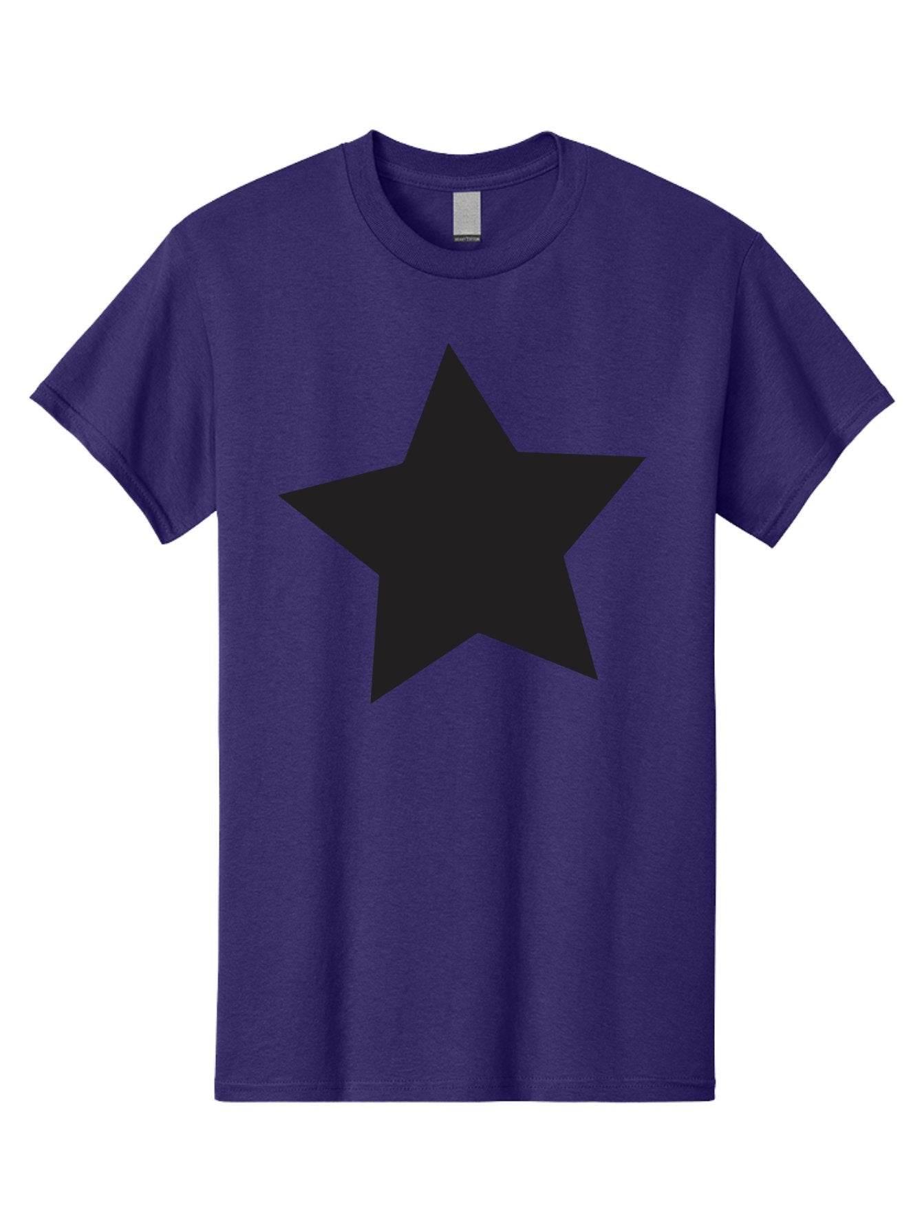 Black-Star Men'S Graphic Tee, 100% Cotton, Comfortable Casual Summer Wear, Machine Washable, Five-Pointed Star, Black Star, Bold Graphic, Simple Design, Minimalist Style, Star Symbol, Iconic Shape Aac522